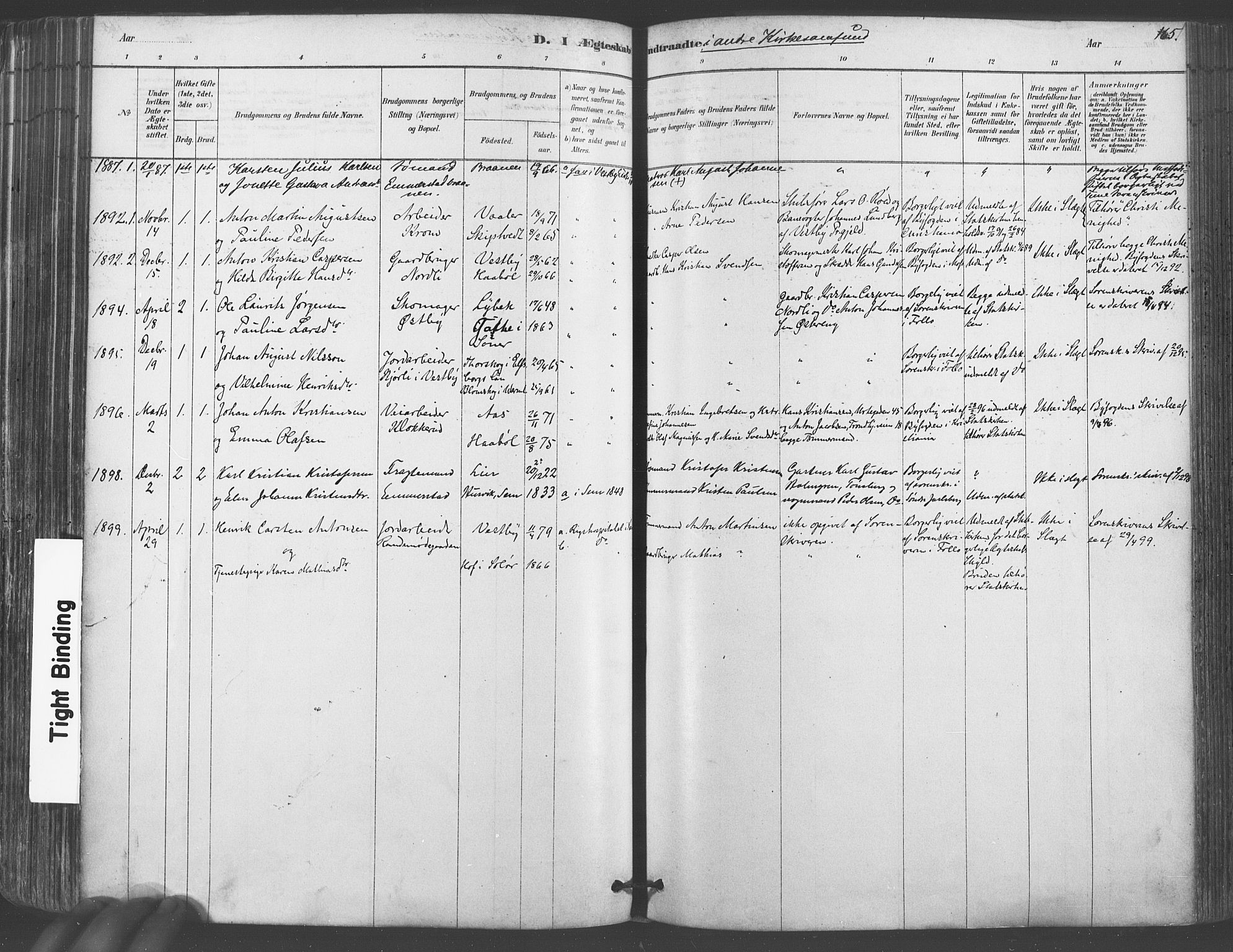 Vestby prestekontor Kirkebøker, AV/SAO-A-10893/F/Fa/L0009: Parish register (official) no. I 9, 1878-1900, p. 165