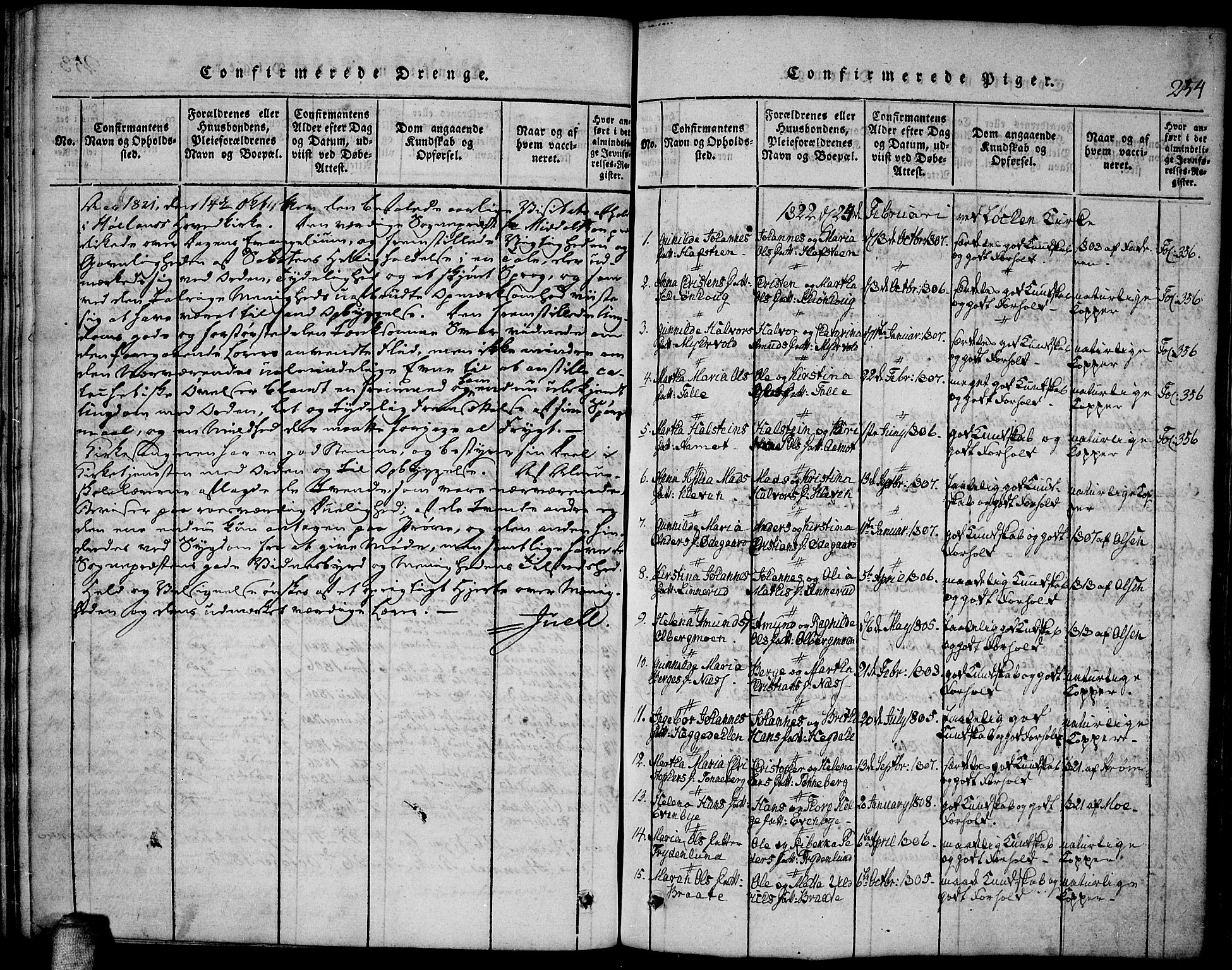 Høland prestekontor Kirkebøker, SAO/A-10346a/F/Fa/L0007: Parish register (official) no. I 7, 1814-1827, p. 254