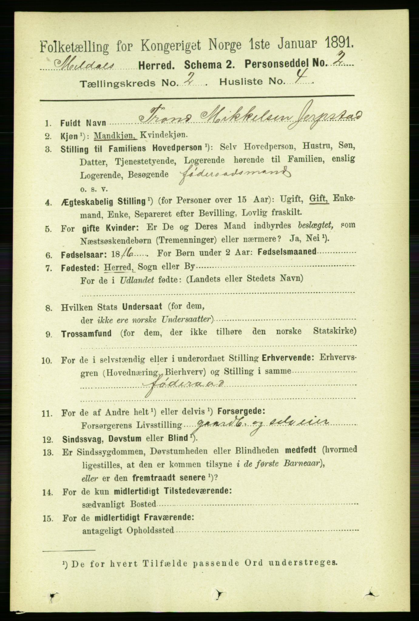 RA, 1891 census for 1636 Meldal, 1891, p. 1080