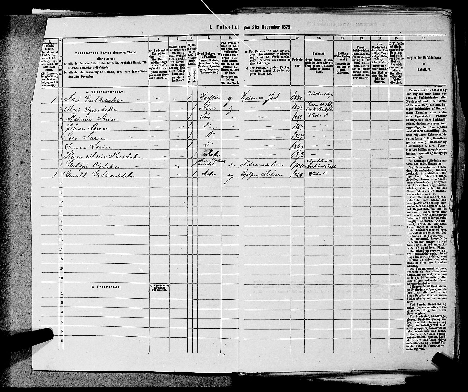 SAKO, 1875 census for 0614P Ådal, 1875, p. 30