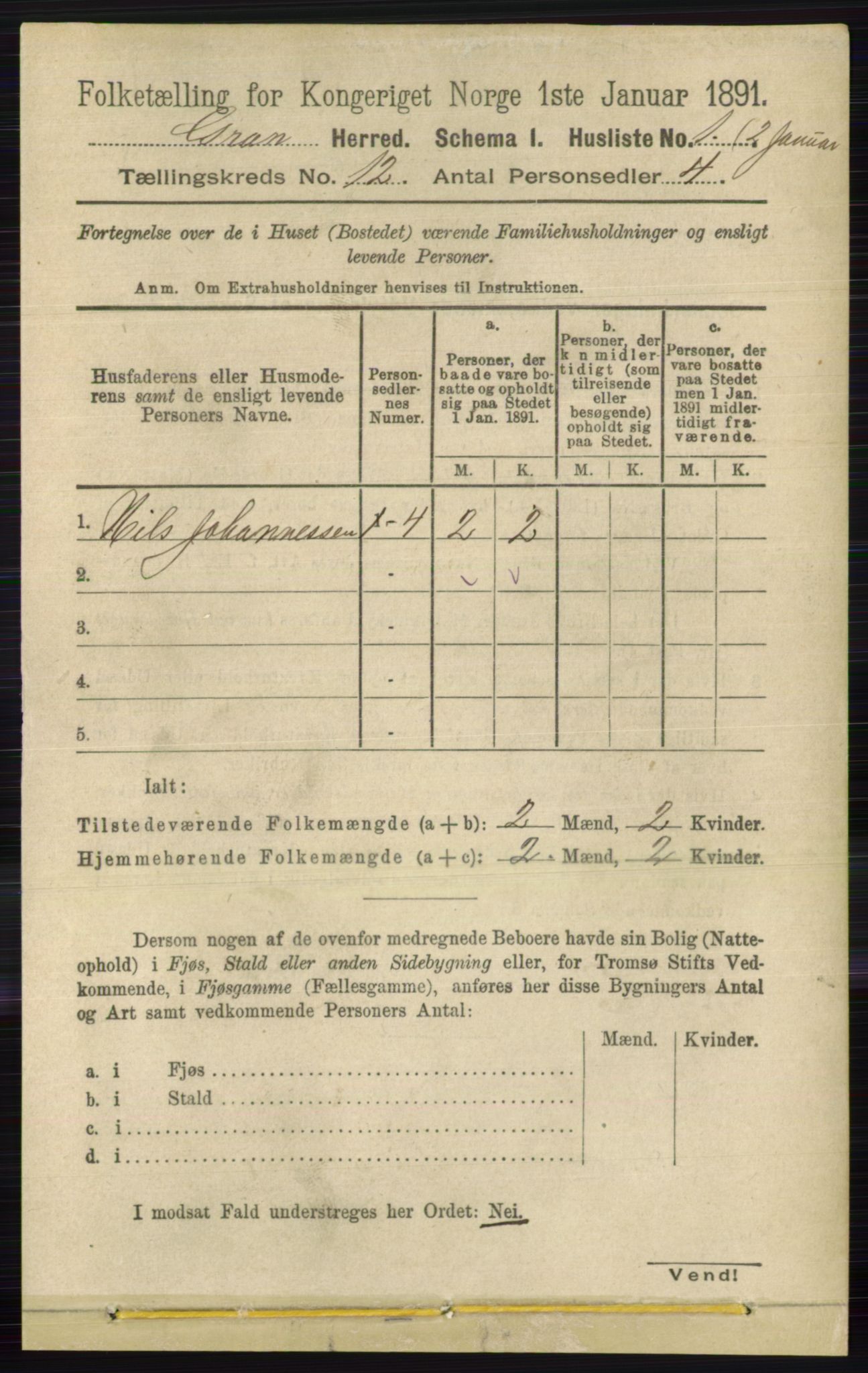 RA, 1891 census for 0534 Gran, 1891, p. 6079