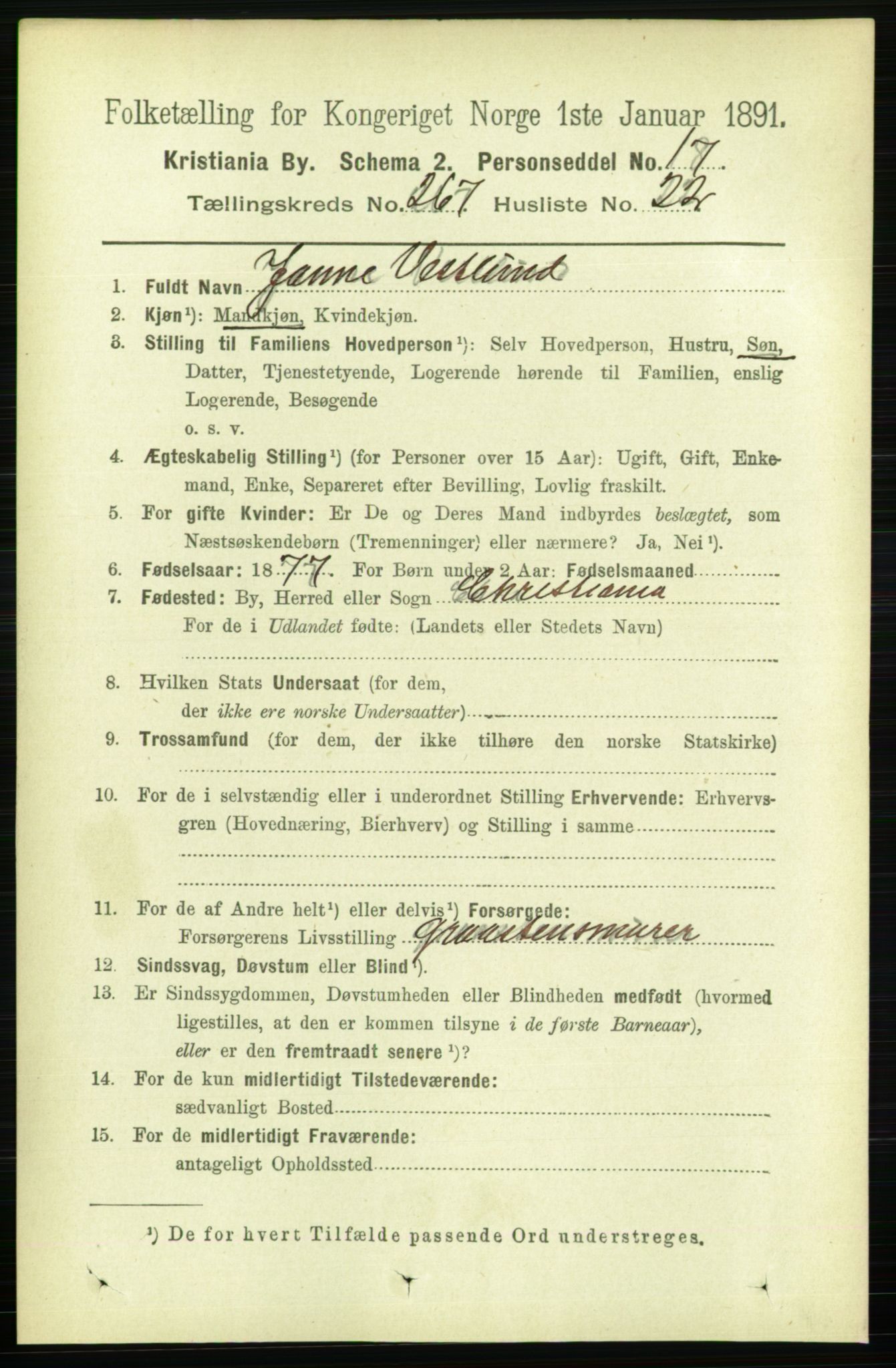 RA, 1891 census for 0301 Kristiania, 1891, p. 161790