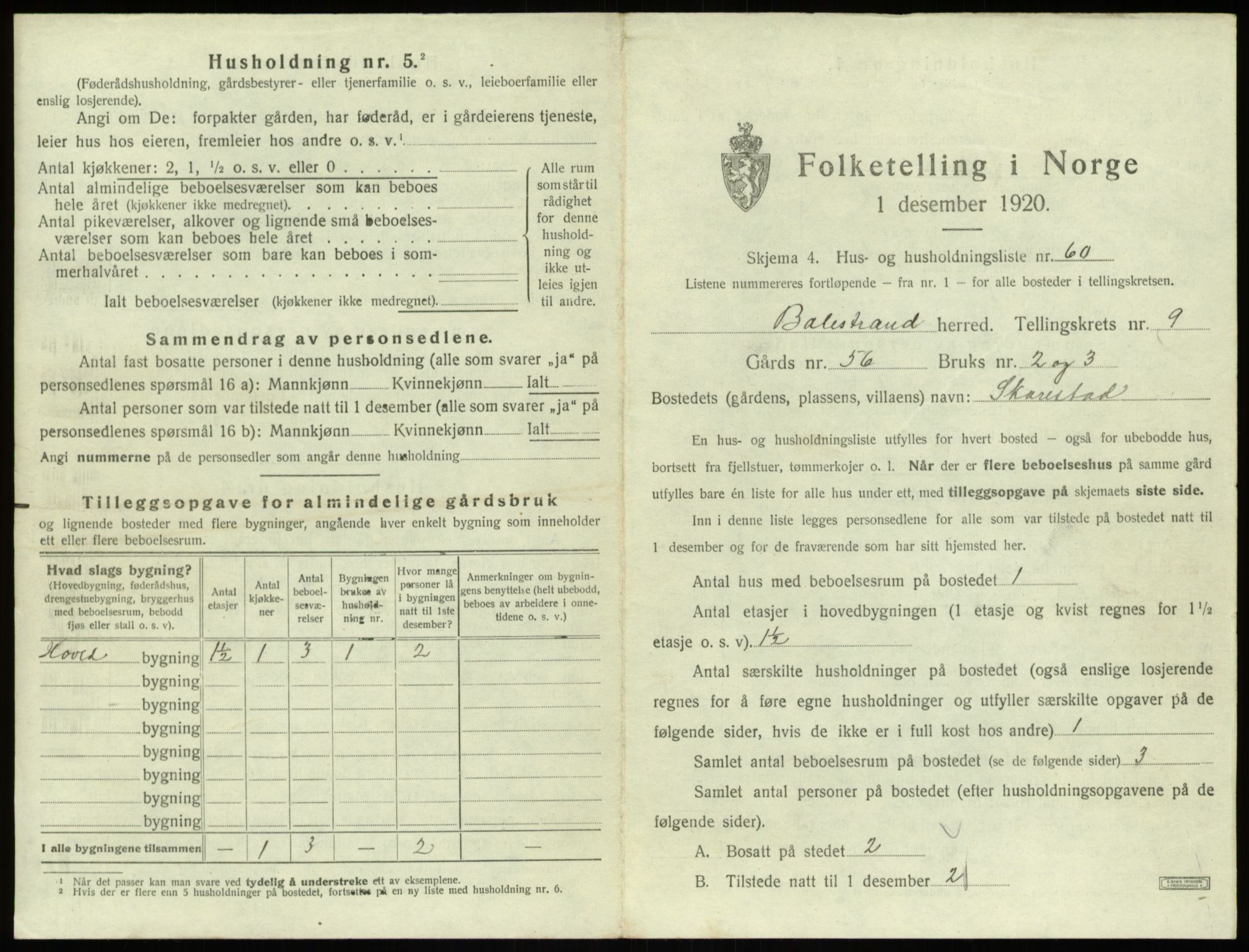 SAB, 1920 census for Balestrand, 1920, p. 683