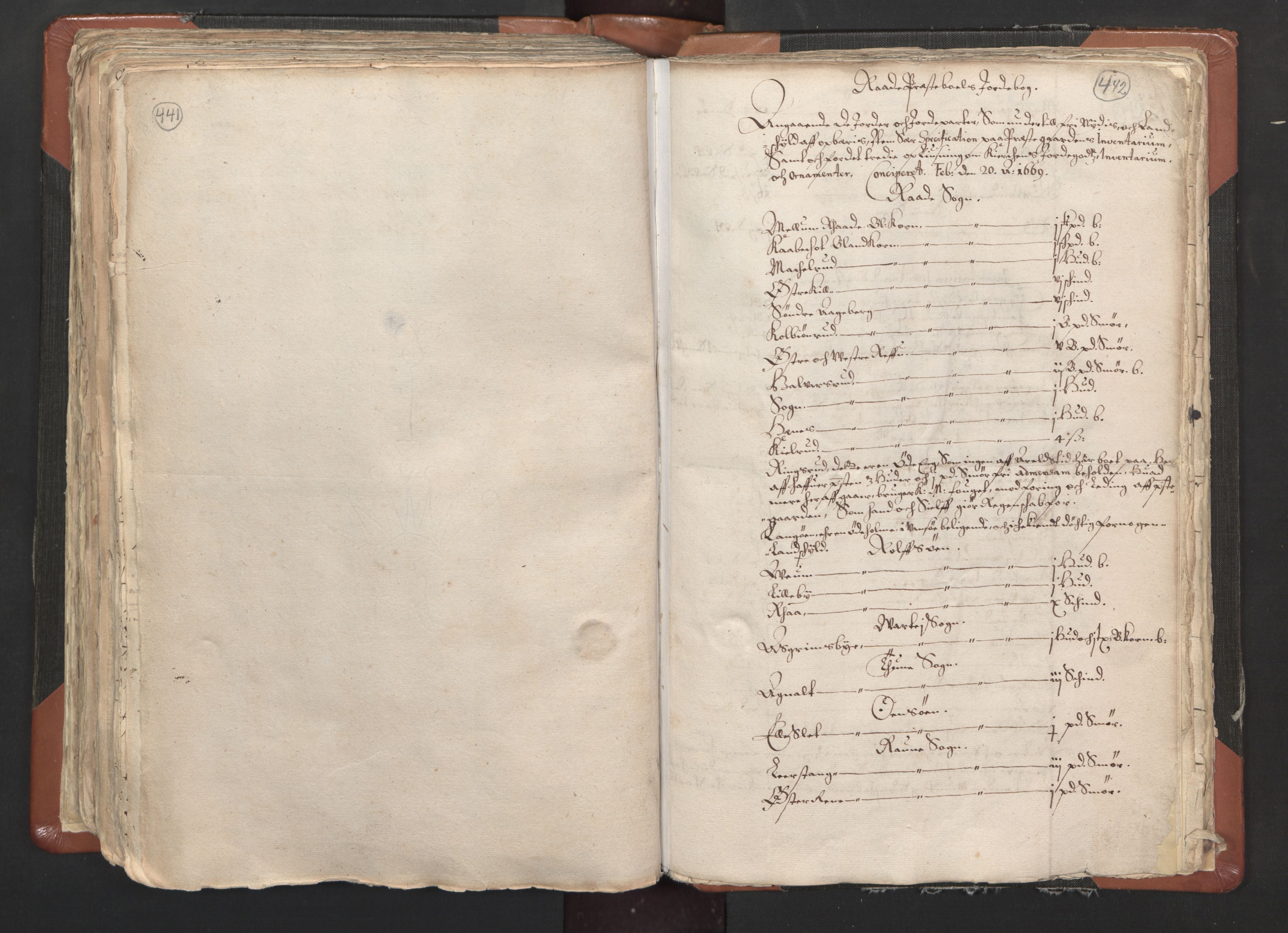 RA, Vicar's Census 1664-1666, no. 1: Nedre Borgesyssel deanery, 1664-1666, p. 441-442