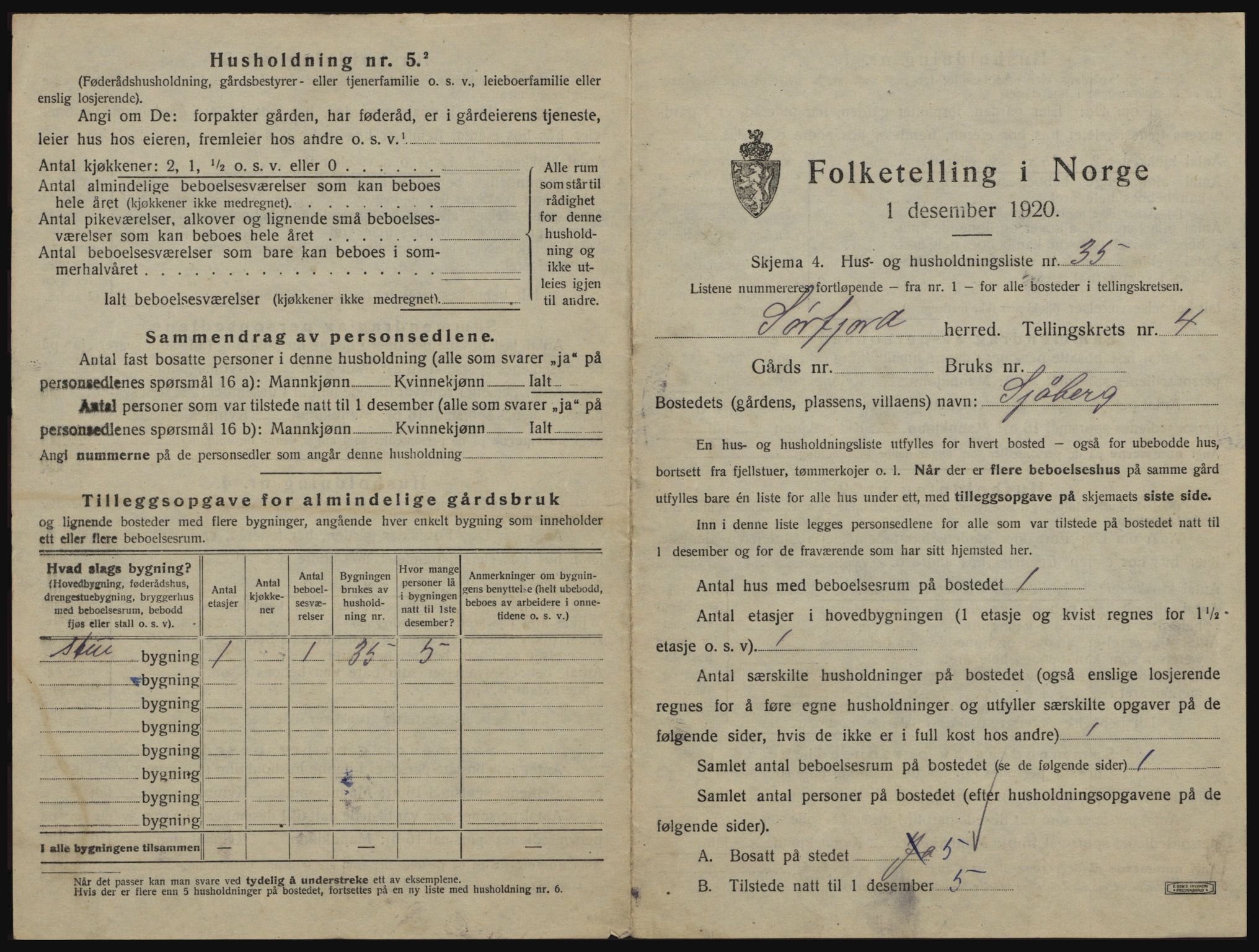 SATØ, 1920 census for Sørfjord, 1920, p. 215