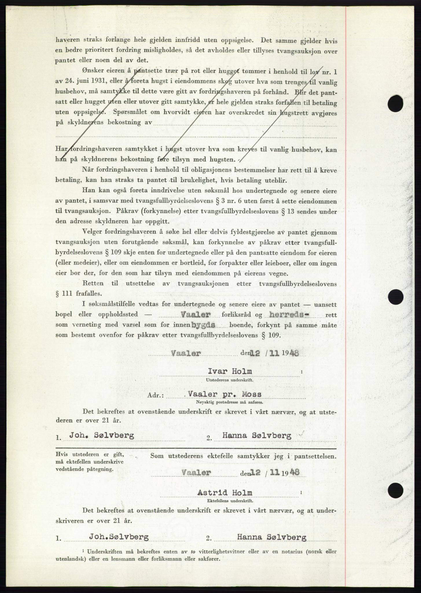 Moss sorenskriveri, AV/SAO-A-10168: Mortgage book no. B20, 1948-1948, Diary no: : 2940/1948