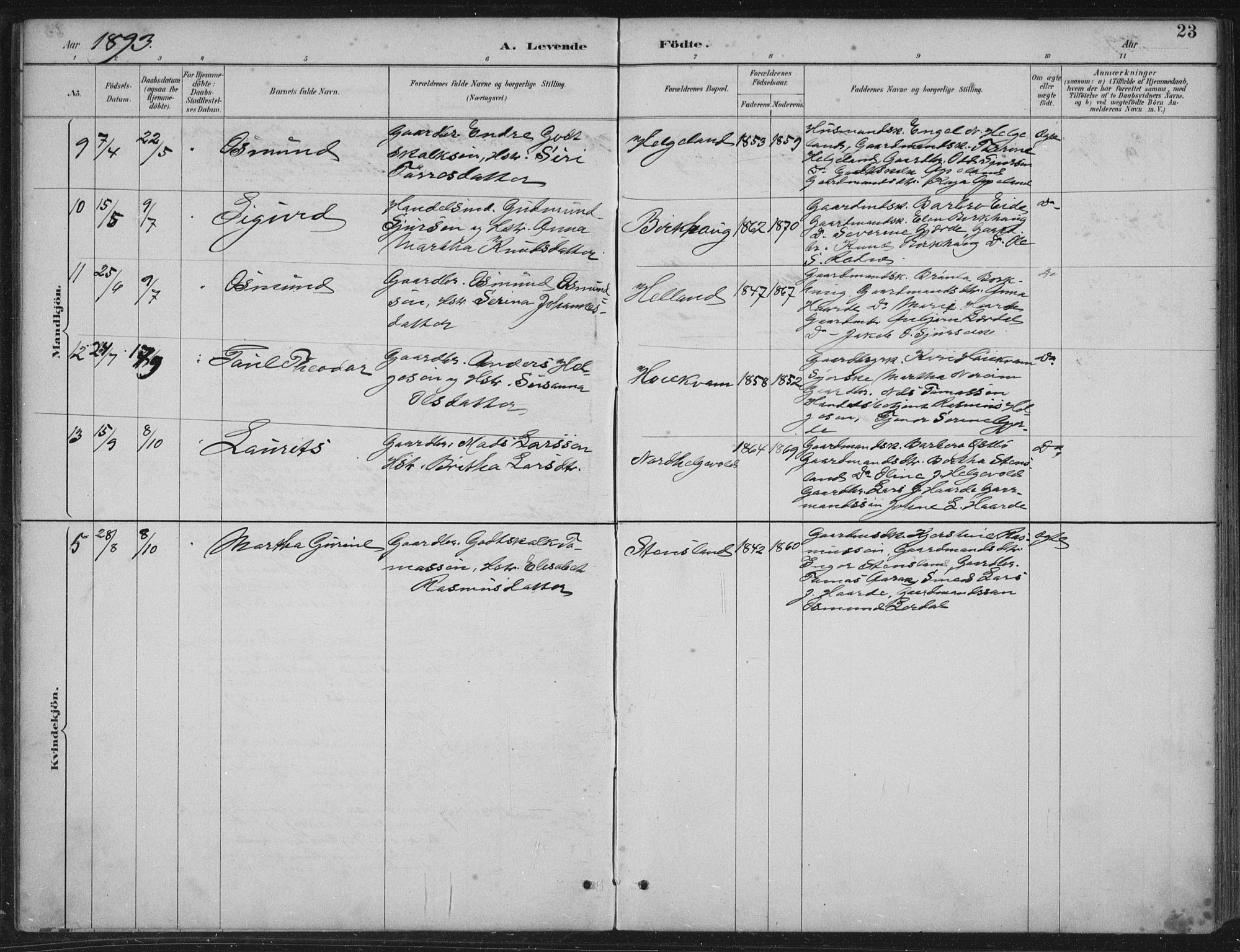 Vikedal sokneprestkontor, AV/SAST-A-101840/01/IV: Parish register (official) no. A 11, 1884-1933, p. 23