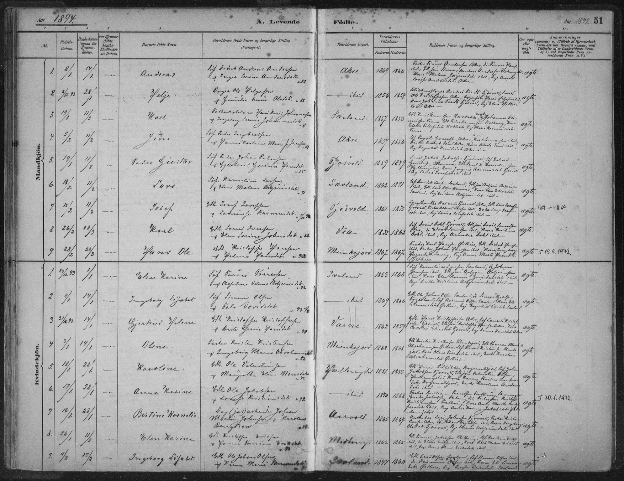 Kopervik sokneprestkontor, SAST/A-101850/H/Ha/Haa/L0004: Parish register (official) no. A 4, 1882-1905, p. 51