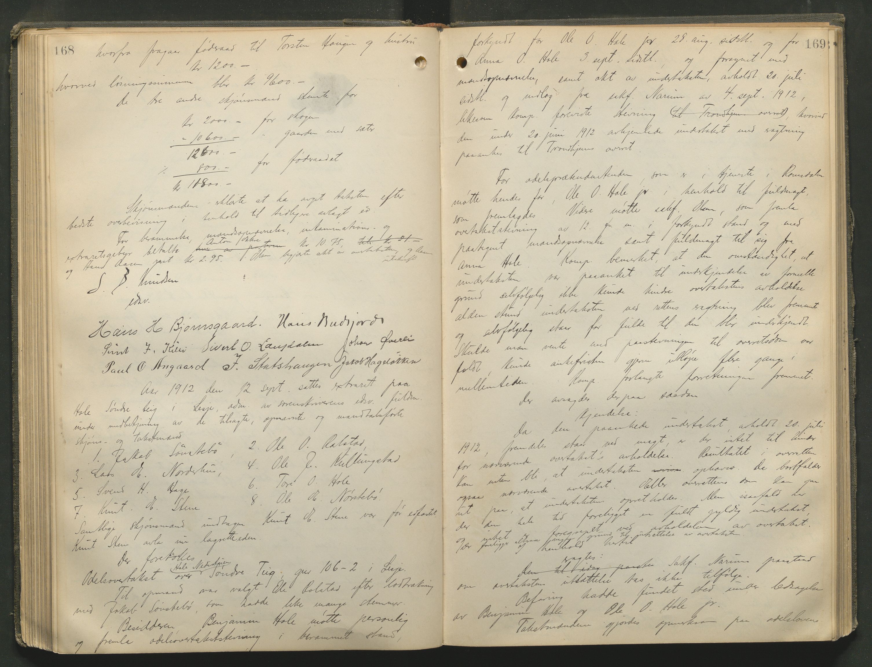 Nord-Gudbrandsdal tingrett, AV/SAH-TING-002/G/Gc/Gcb/L0009: Ekstrarettsprotokoll for åstedssaker, 1910-1913, p. 168-169