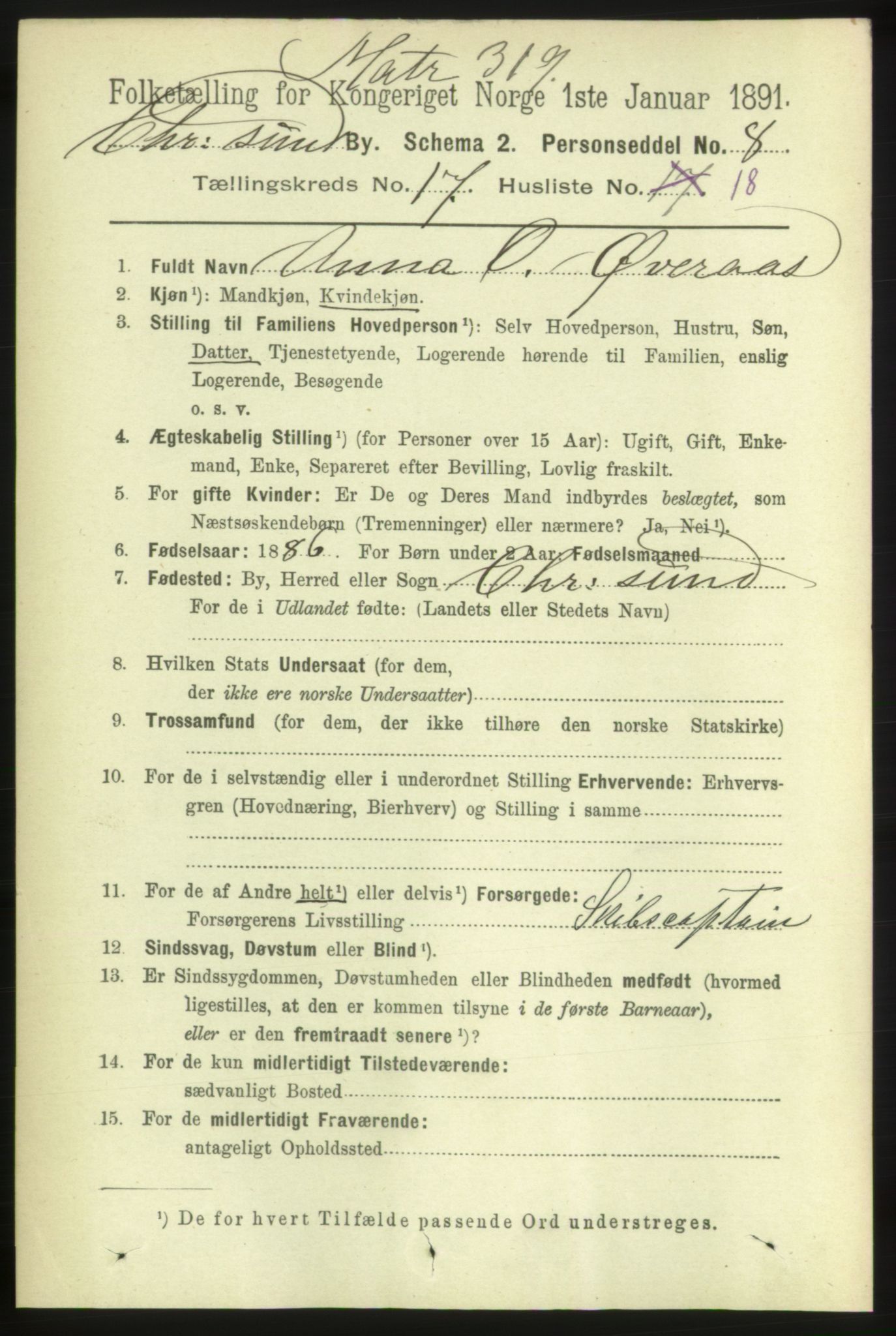 RA, 1891 census for 1503 Kristiansund, 1891, p. 11787