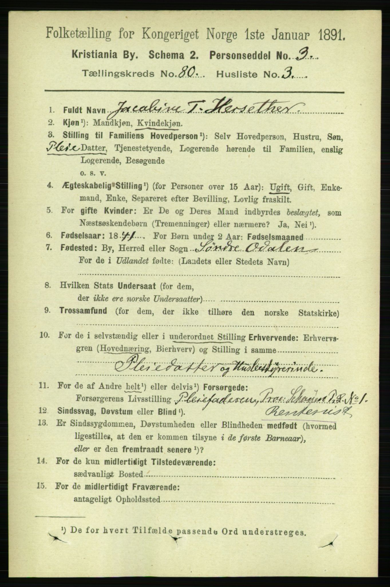 RA, 1891 census for 0301 Kristiania, 1891, p. 41299