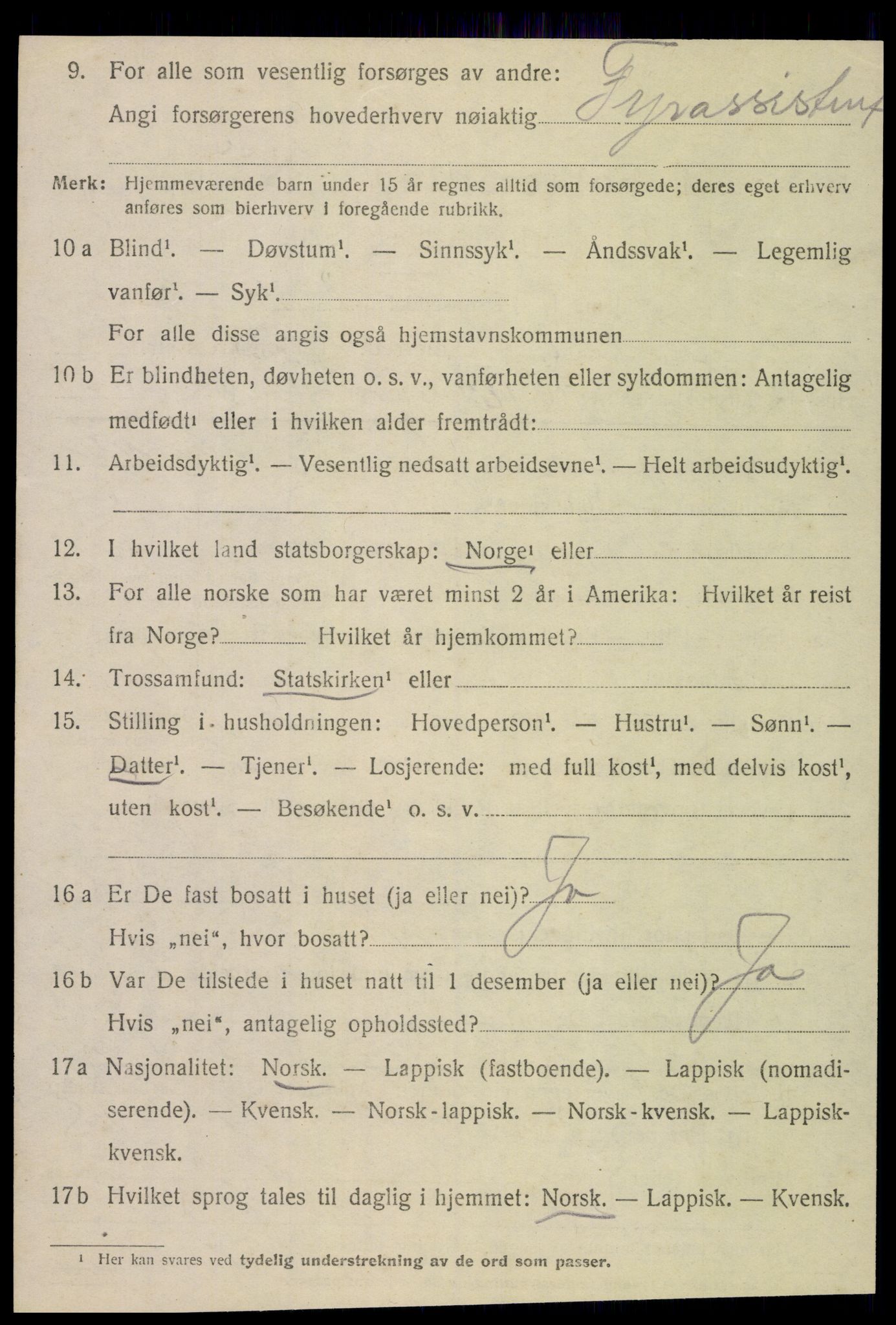 SAT, 1920 census for Meløy, 1920, p. 2124