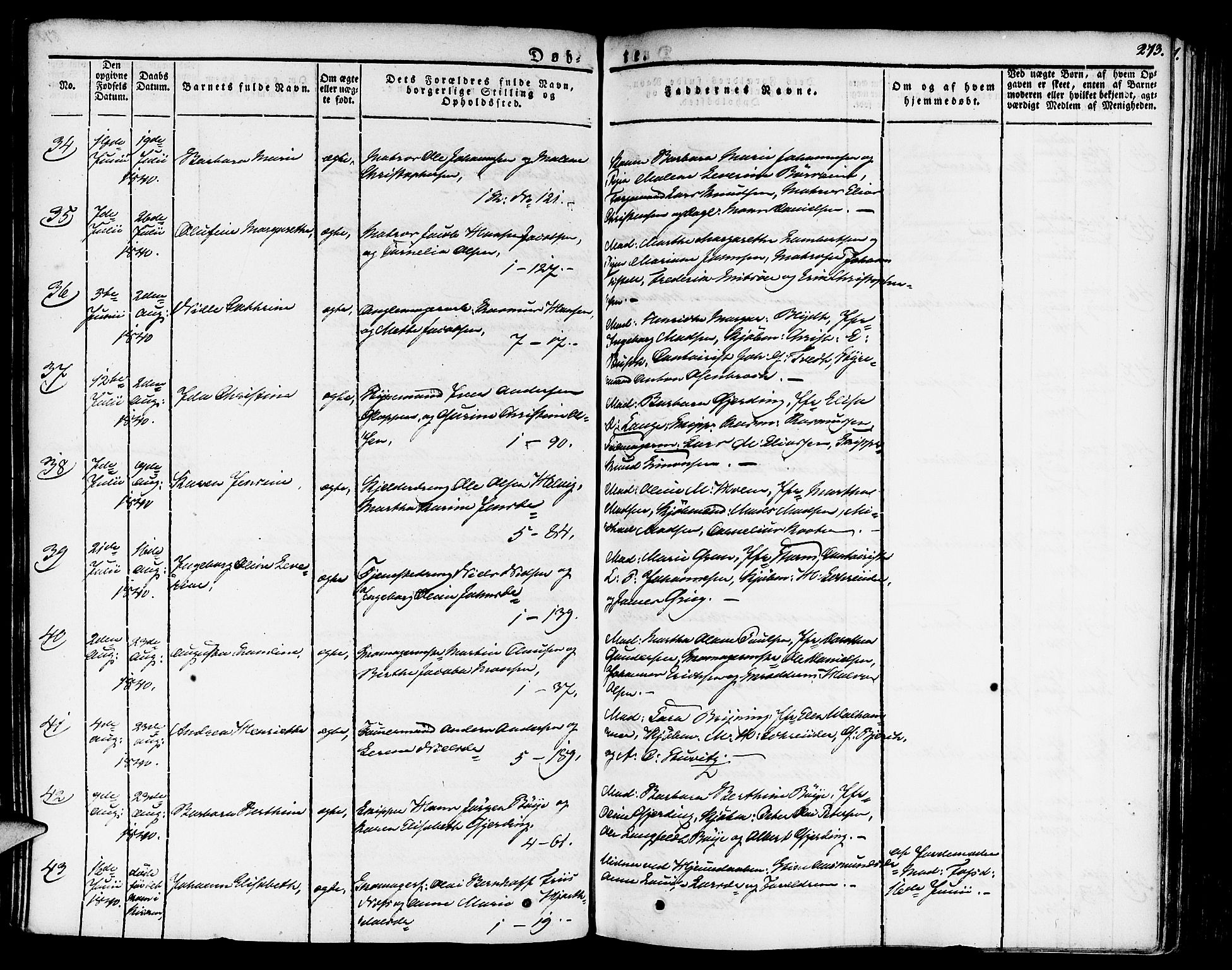 Nykirken Sokneprestembete, AV/SAB-A-77101/H/Haa/L0012: Parish register (official) no. A 12, 1821-1844, p. 273