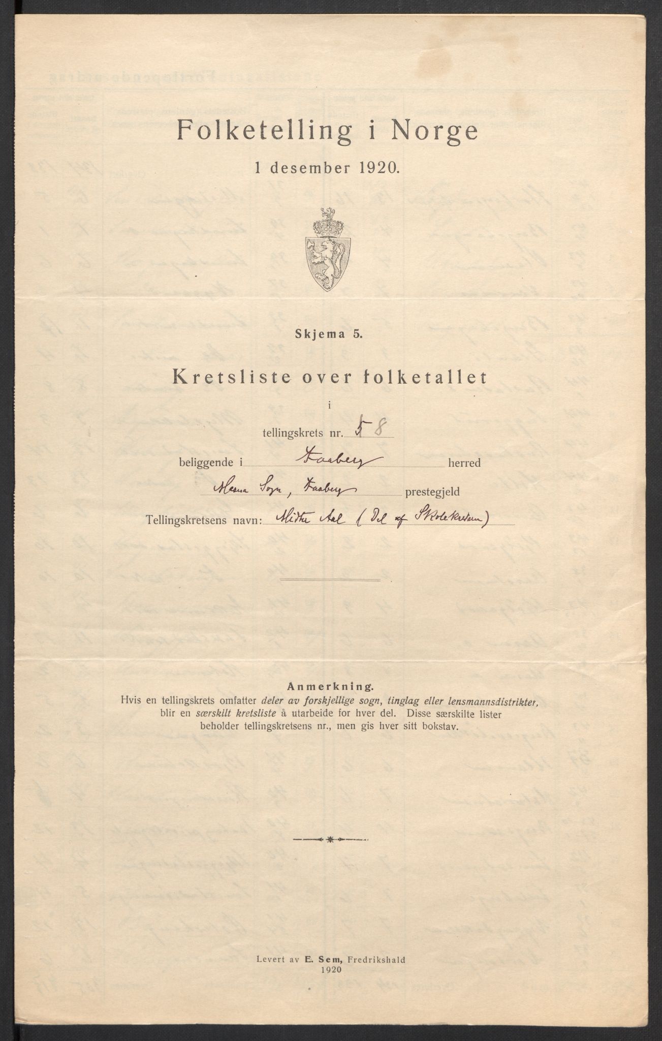 SAH, 1920 census for Fåberg, 1920, p. 48
