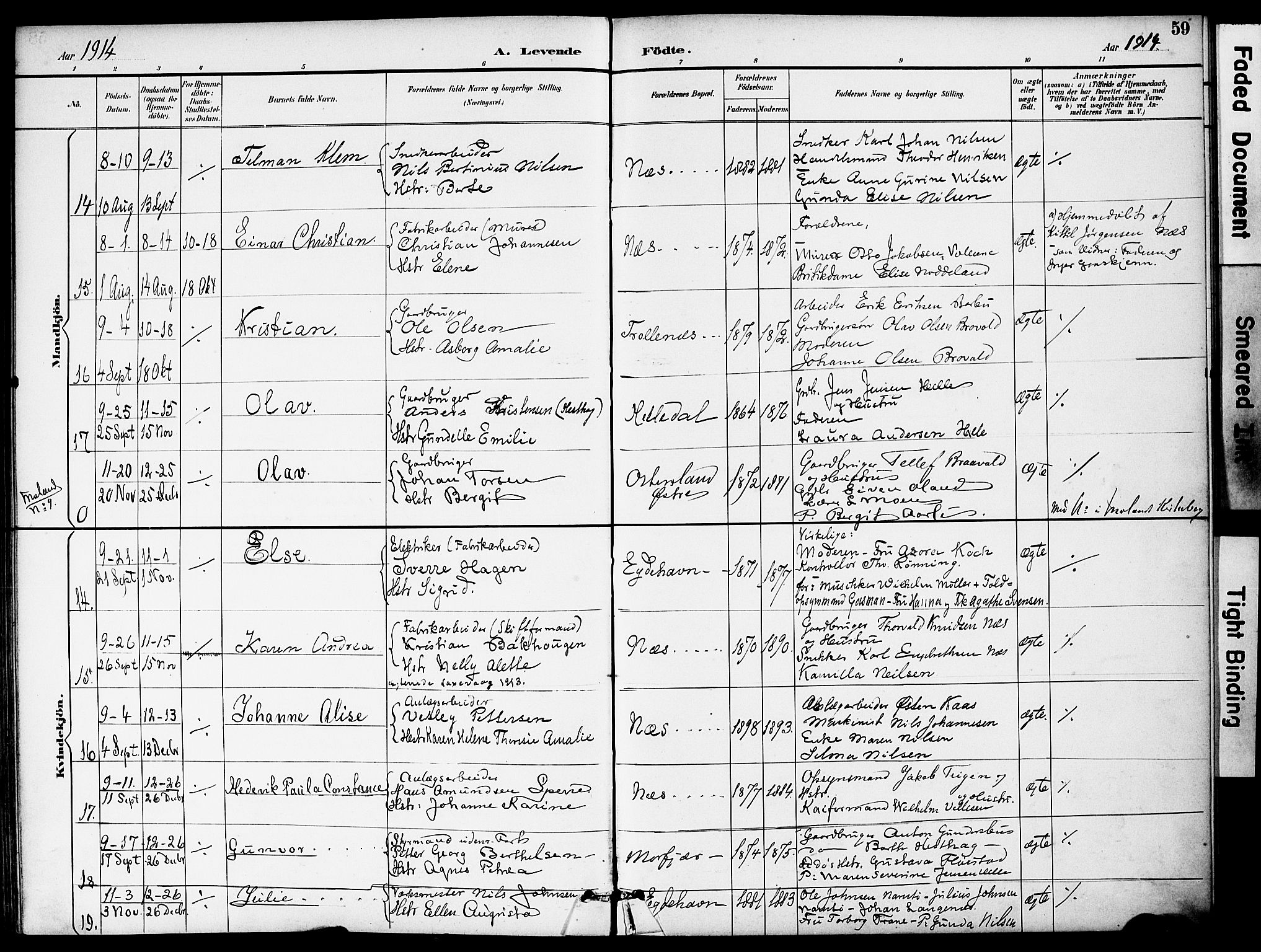 Austre Moland sokneprestkontor, AV/SAK-1111-0001/F/Fa/Fab/L0002: Parish register (official) no. A 2, 1894-1919, p. 59