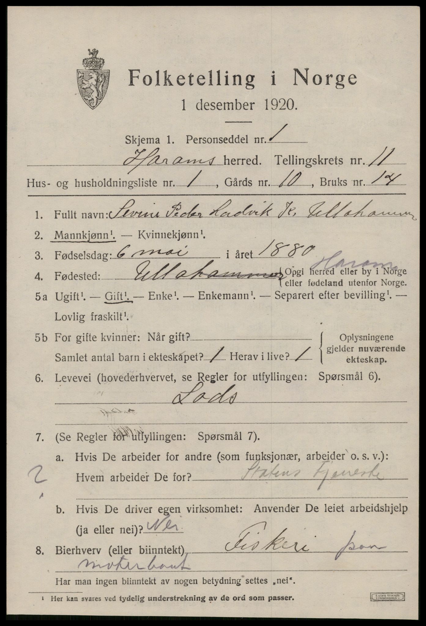 SAT, 1920 census for Haram, 1920, p. 6269