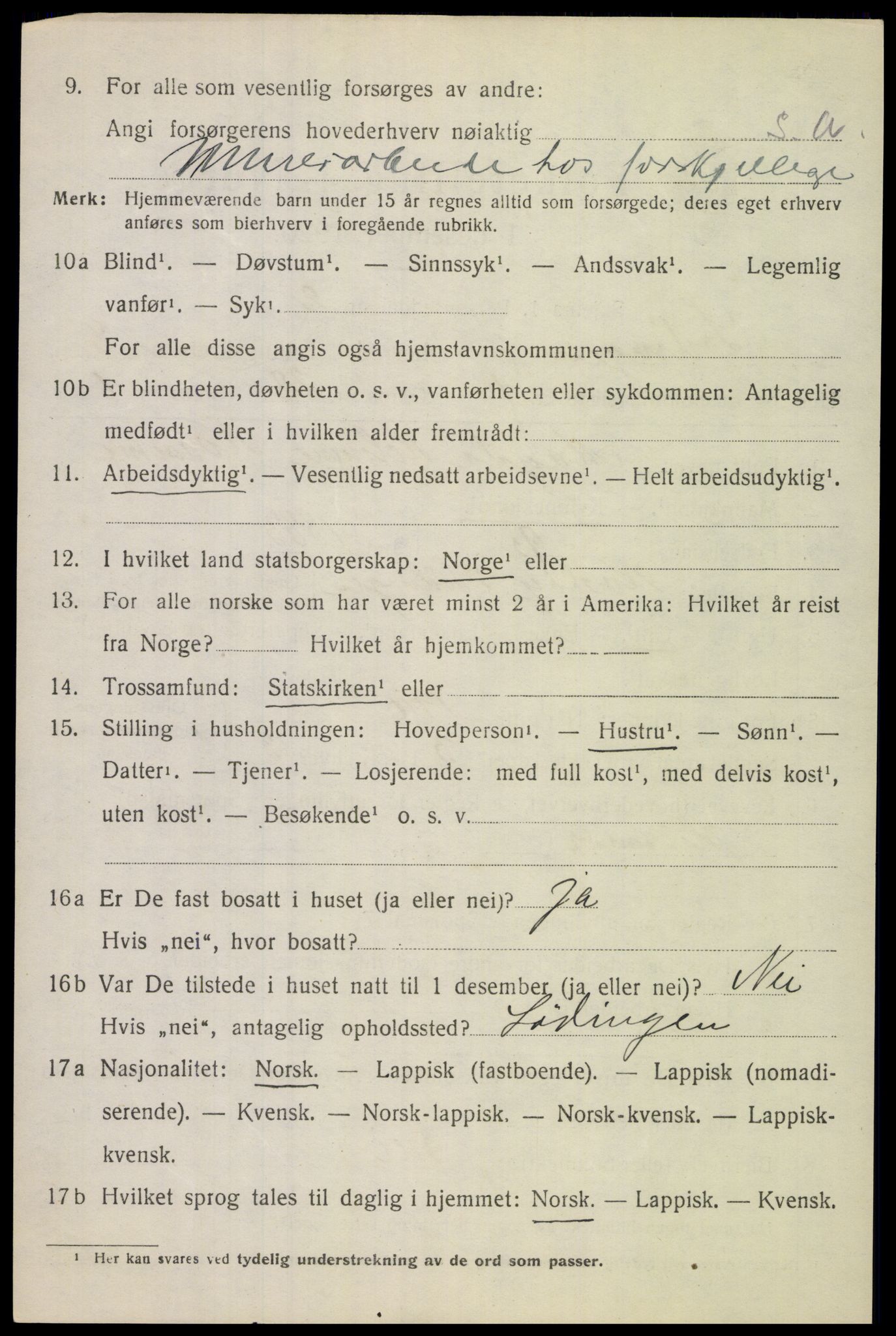 SAT, 1920 census for Lødingen, 1920, p. 5294