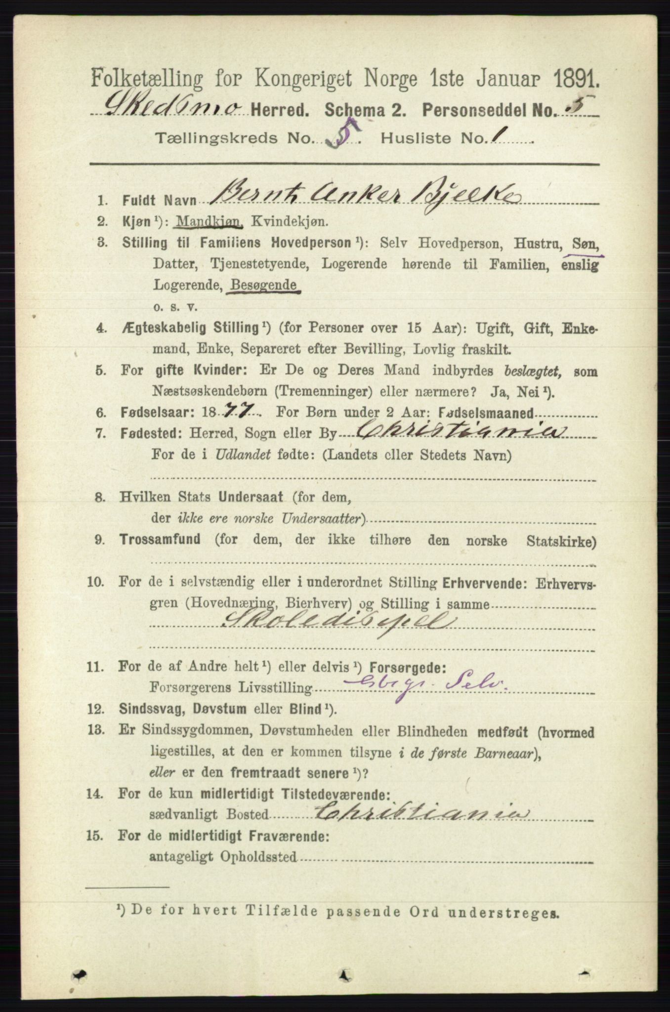 RA, 1891 census for 0231 Skedsmo, 1891, p. 2299