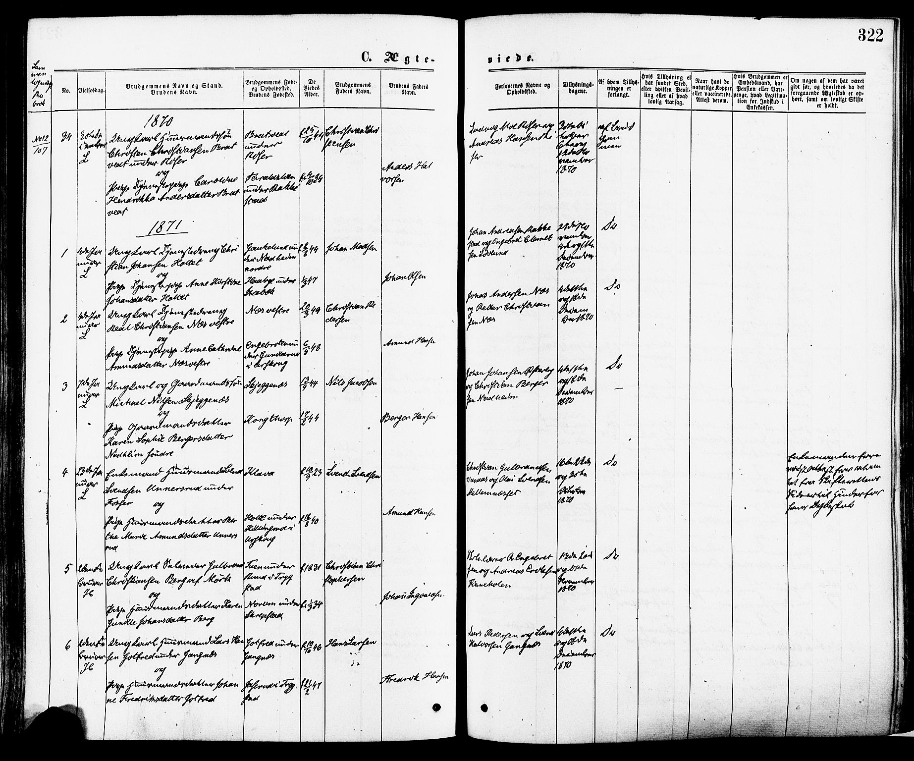 Høland prestekontor Kirkebøker, SAO/A-10346a/F/Fa/L0012.a: Parish register (official) no. I 12A, 1869-1879, p. 322