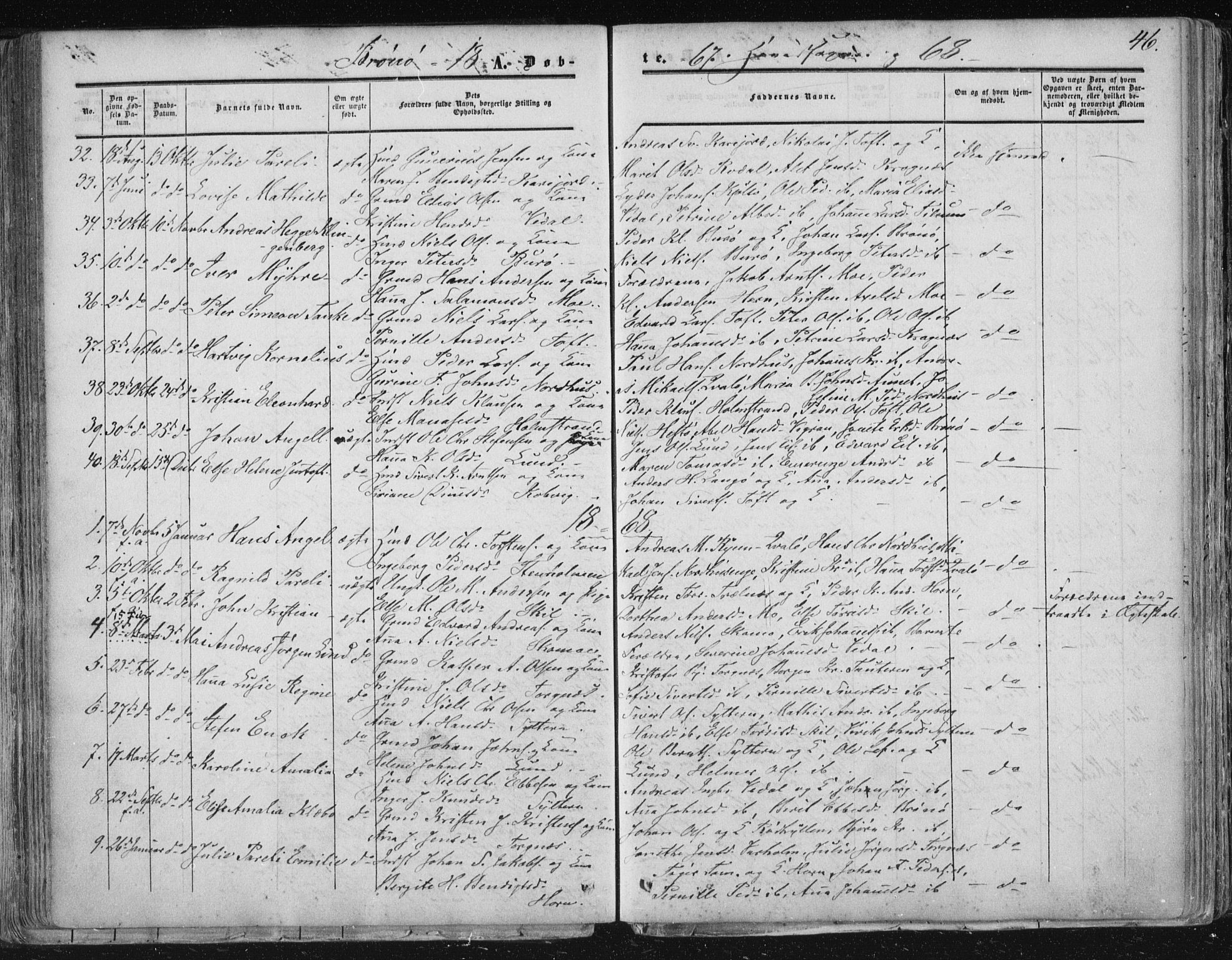Ministerialprotokoller, klokkerbøker og fødselsregistre - Nordland, SAT/A-1459/813/L0198: Parish register (official) no. 813A08, 1834-1874, p. 46
