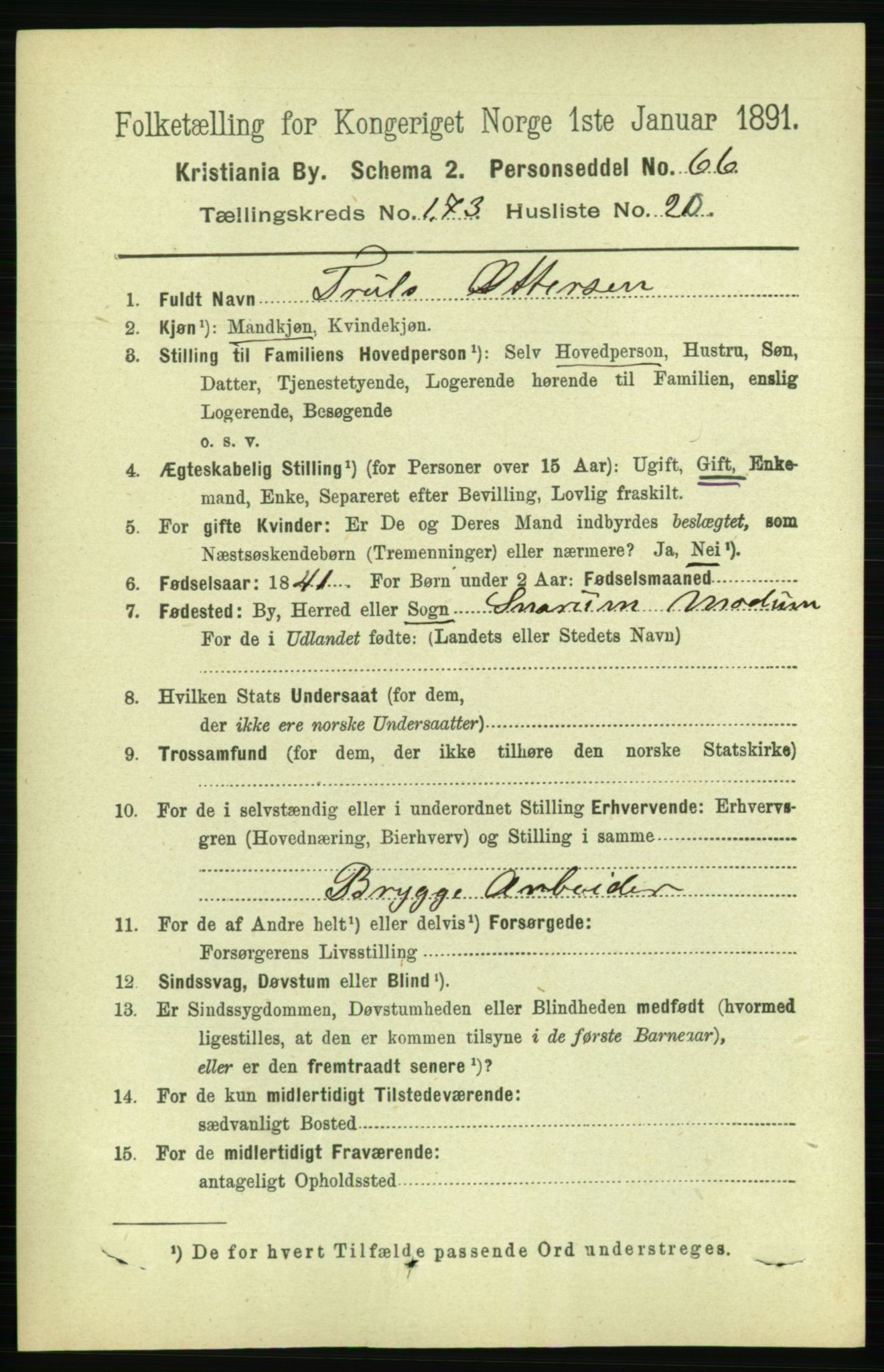 RA, 1891 census for 0301 Kristiania, 1891, p. 103819