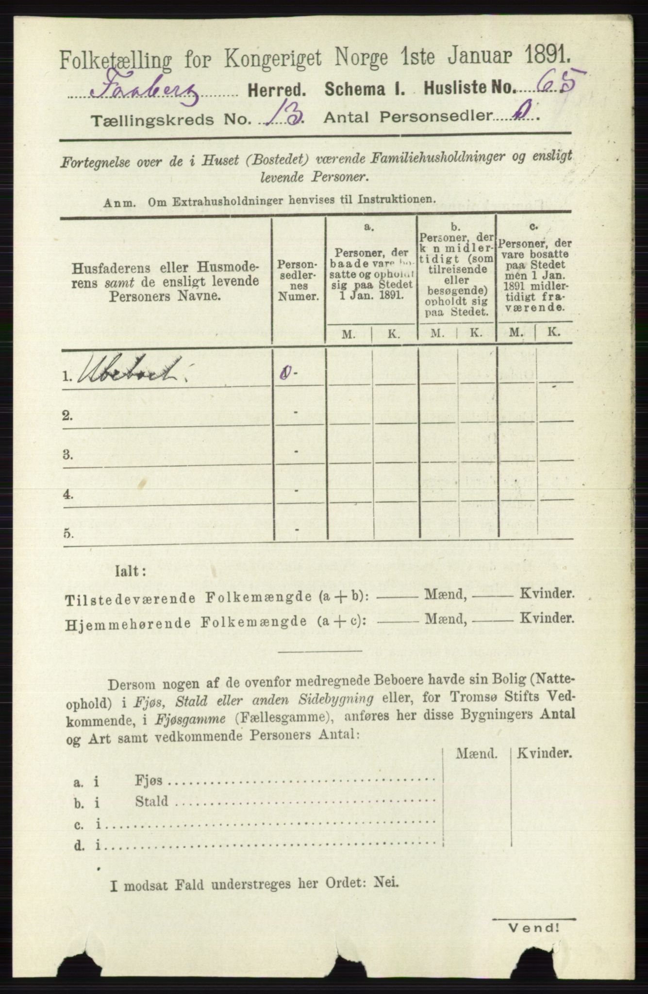 RA, 1891 census for 0524 Fåberg, 1891, p. 5239