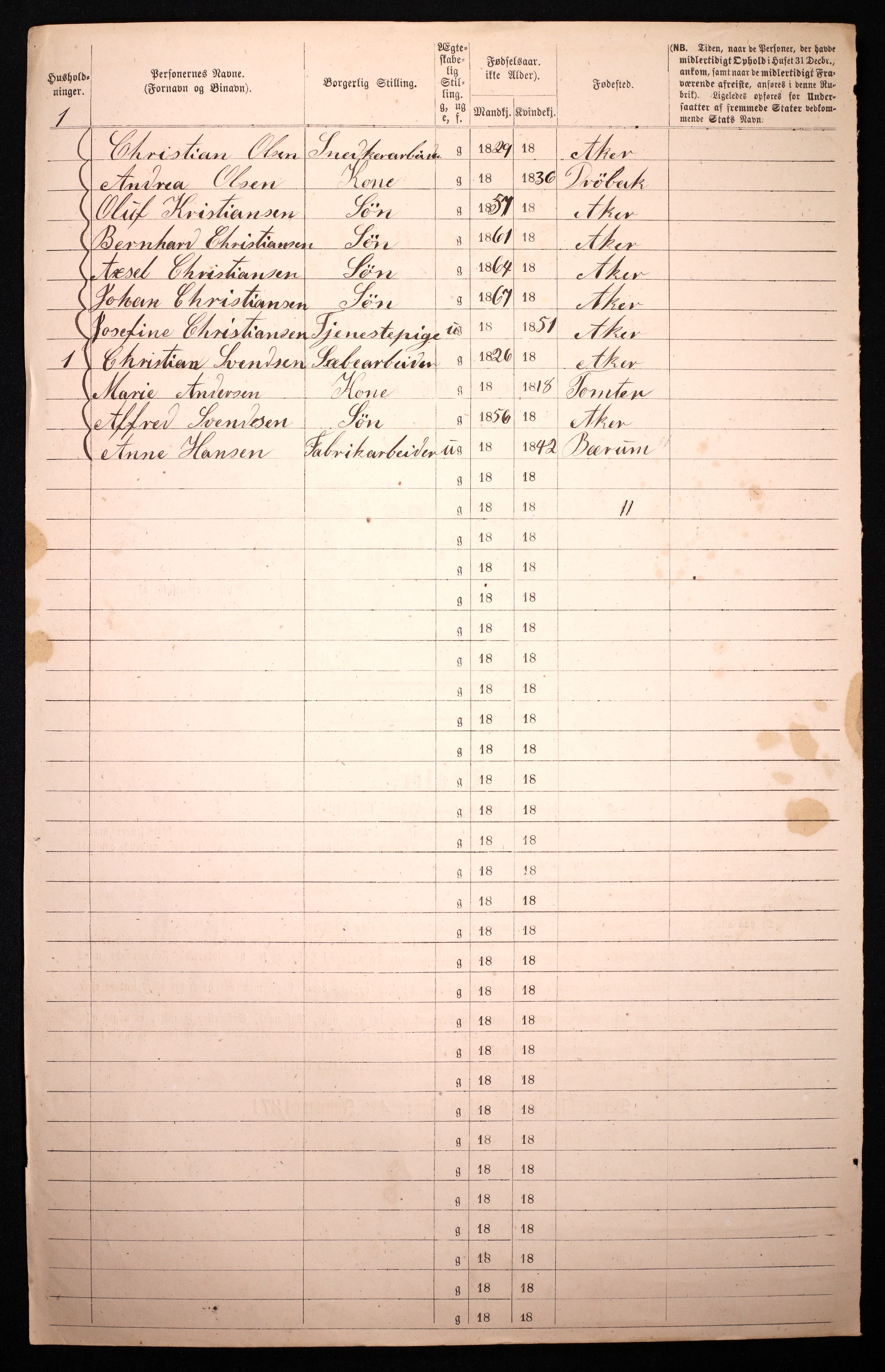 RA, 1870 census for 0301 Kristiania, 1870, p. 383