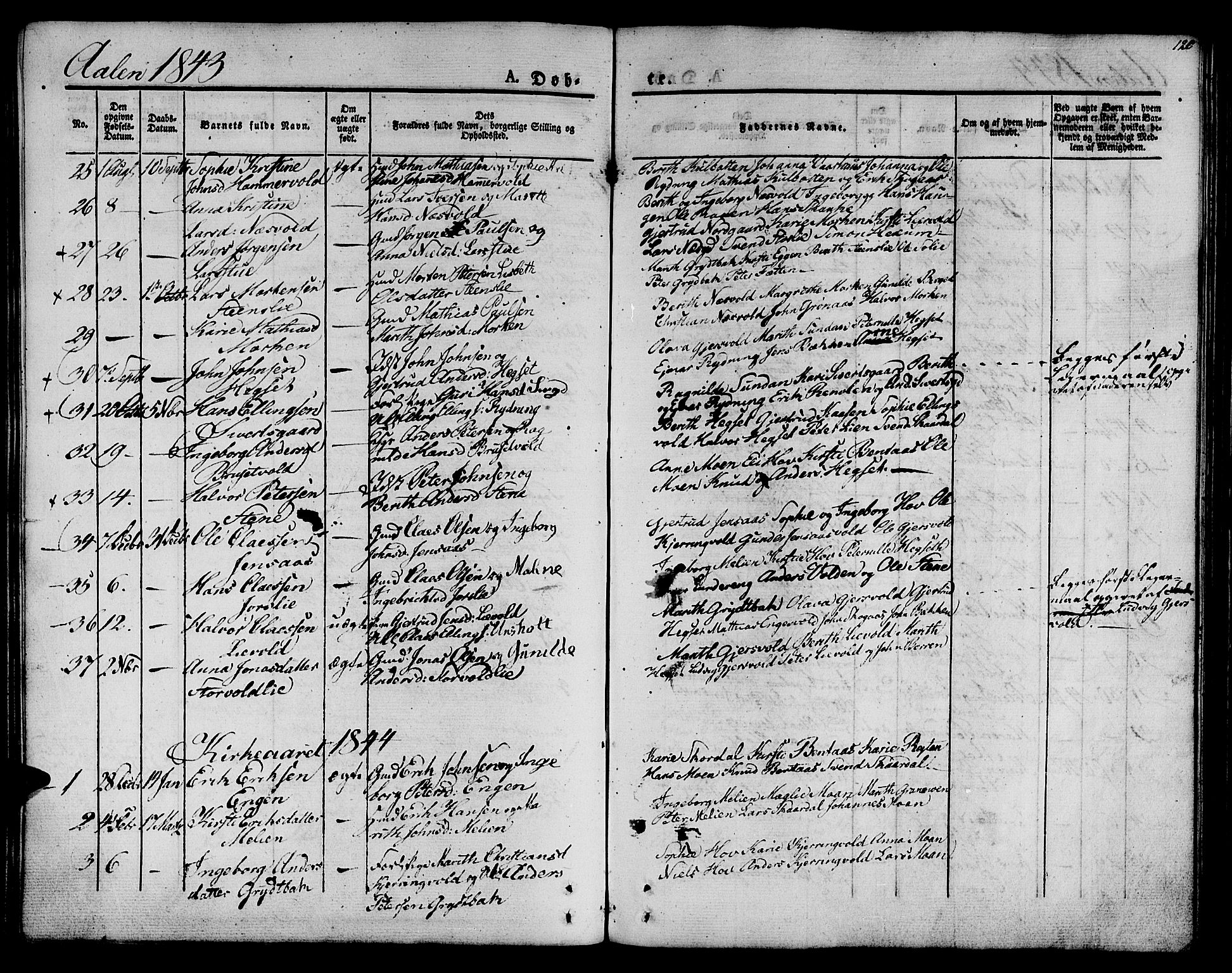 Ministerialprotokoller, klokkerbøker og fødselsregistre - Sør-Trøndelag, SAT/A-1456/685/L0959: Parish register (official) no. 685A04 /3, 1829-1845, p. 120
