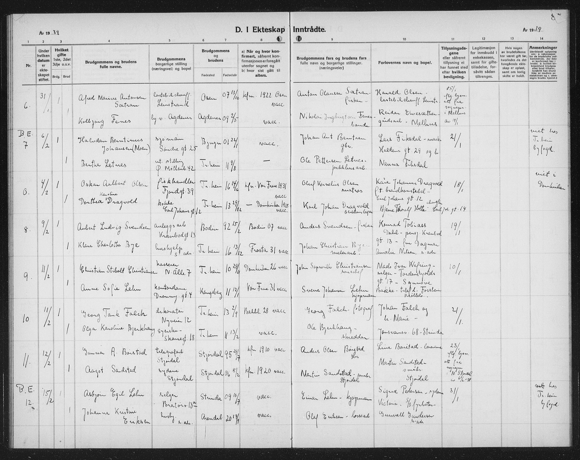 Ministerialprotokoller, klokkerbøker og fødselsregistre - Sør-Trøndelag, AV/SAT-A-1456/602/L0152: Parish register (copy) no. 602C20, 1933-1940, p. 86