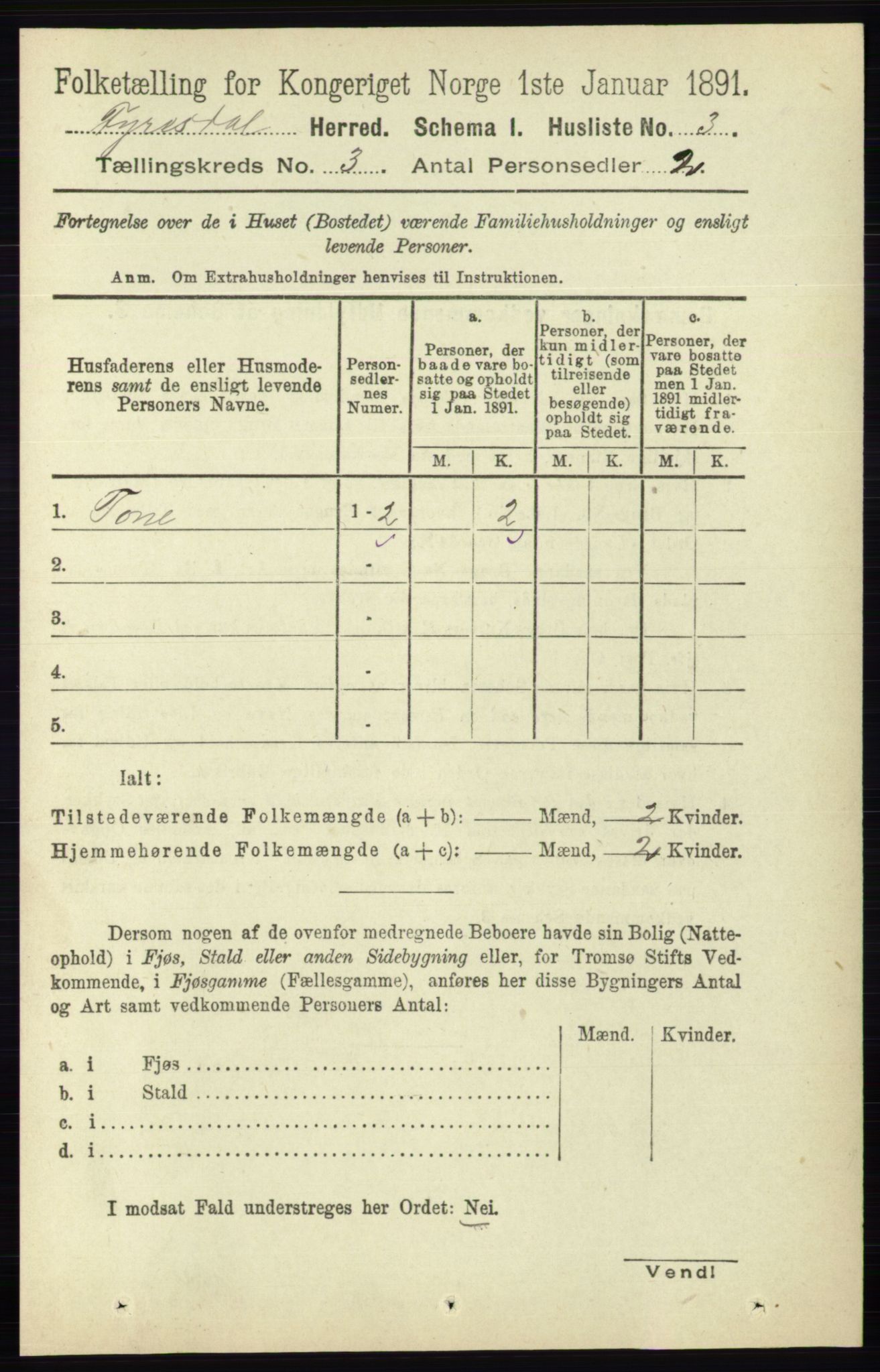 RA, 1891 census for 0831 Fyresdal, 1891, p. 537