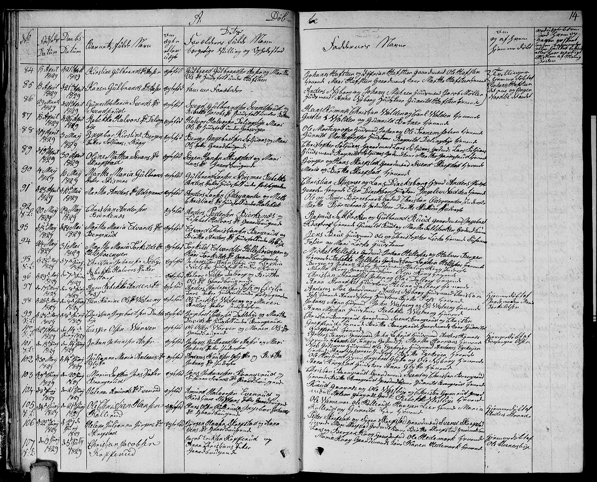 Høland prestekontor Kirkebøker, AV/SAO-A-10346a/G/Ga/L0002: Parish register (copy) no. I 2, 1827-1845, p. 14