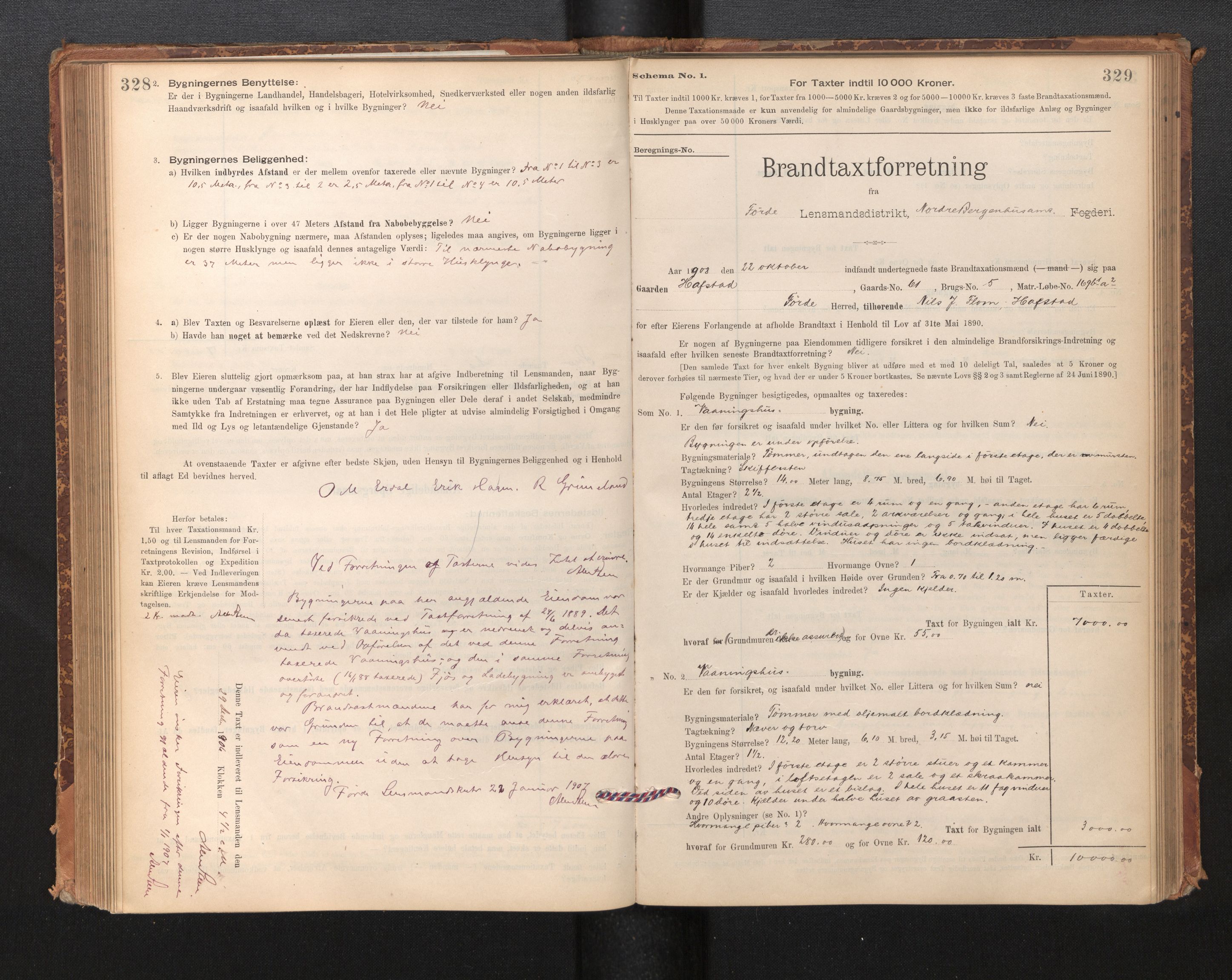 Lensmannen i Førde, SAB/A-27401/0012/L0008: Branntakstprotokoll, skjematakst, 1895-1922, p. 328-329