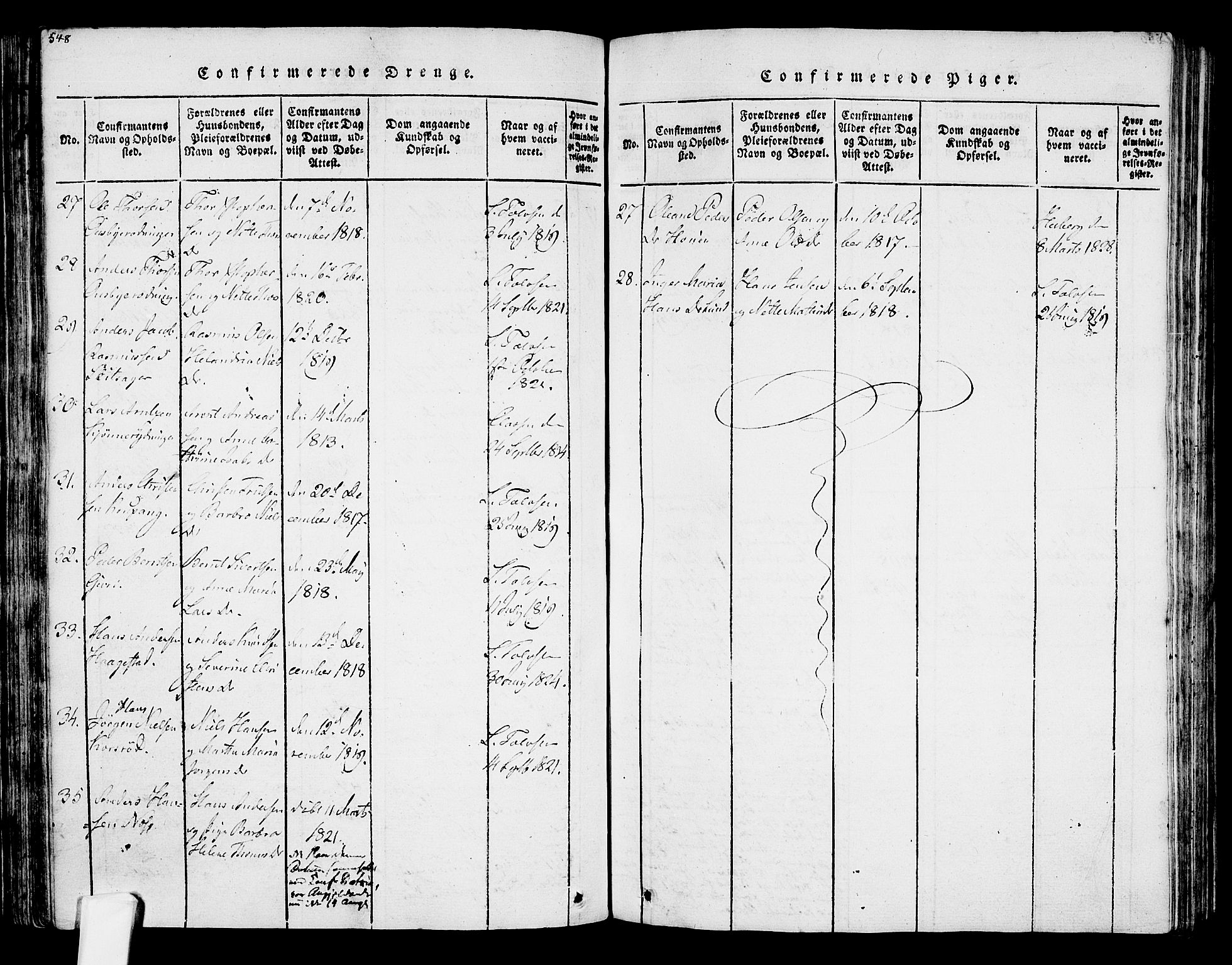 Tjølling kirkebøker, SAKO/A-60/F/Fa/L0005: Parish register (official) no. 5, 1814-1836, p. 548-549