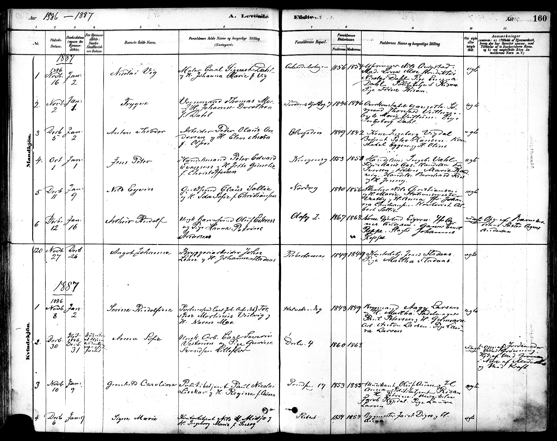 Ministerialprotokoller, klokkerbøker og fødselsregistre - Sør-Trøndelag, SAT/A-1456/601/L0057: Parish register (official) no. 601A25, 1877-1891, p. 160