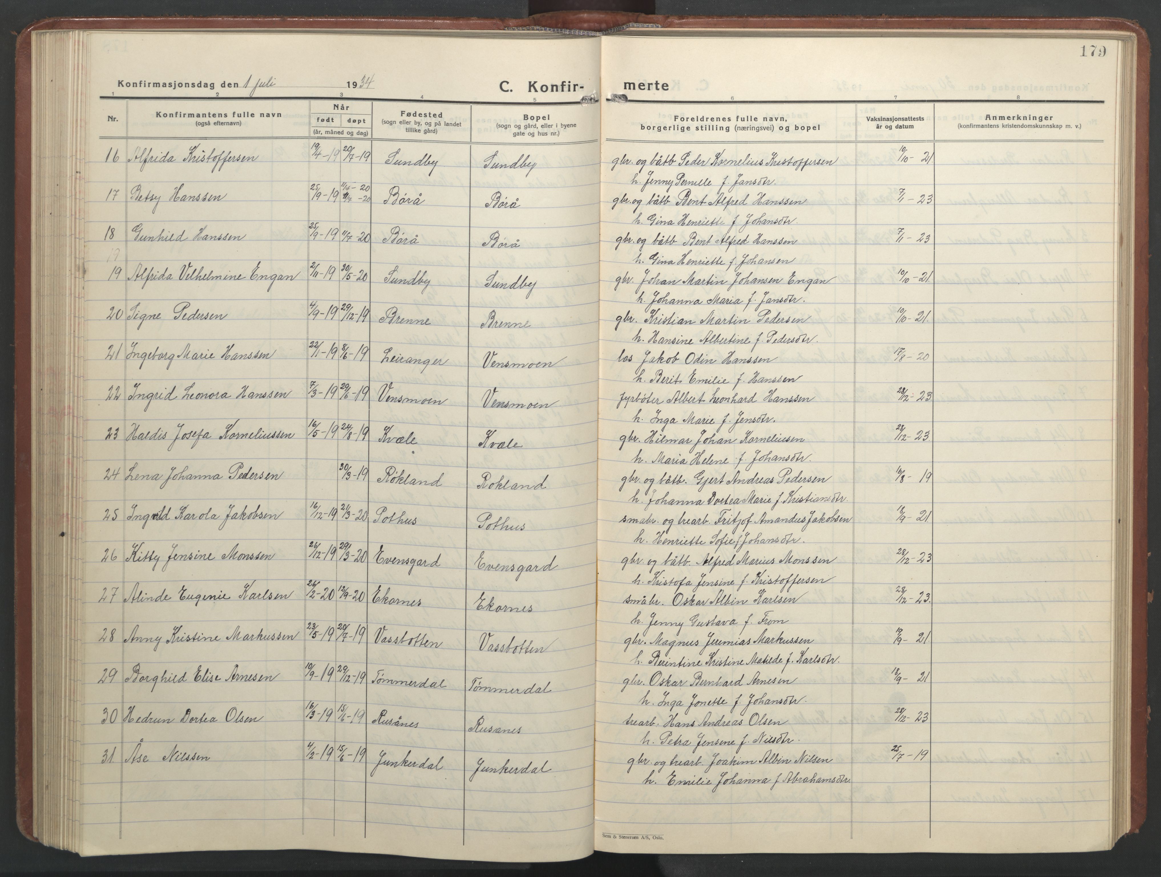 Ministerialprotokoller, klokkerbøker og fødselsregistre - Nordland, AV/SAT-A-1459/847/L0680: Parish register (copy) no. 847C08, 1930-1947, p. 179