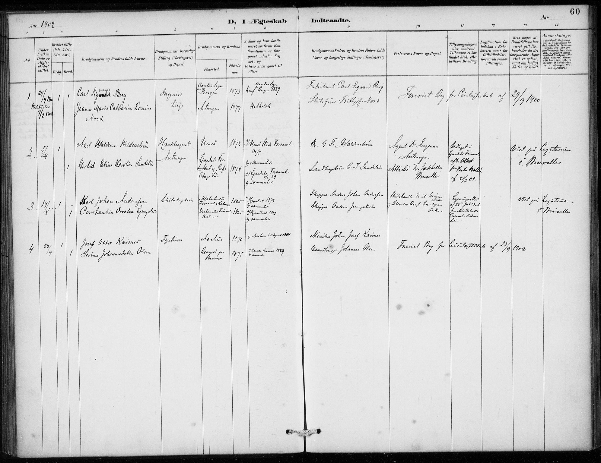 Den norske sjømannsmisjon i utlandet/Antwerpen, SAB/SAB/PA-0105/H/Ha/L0002: Parish register (official) no. A 2, 1887-1913, p. 60