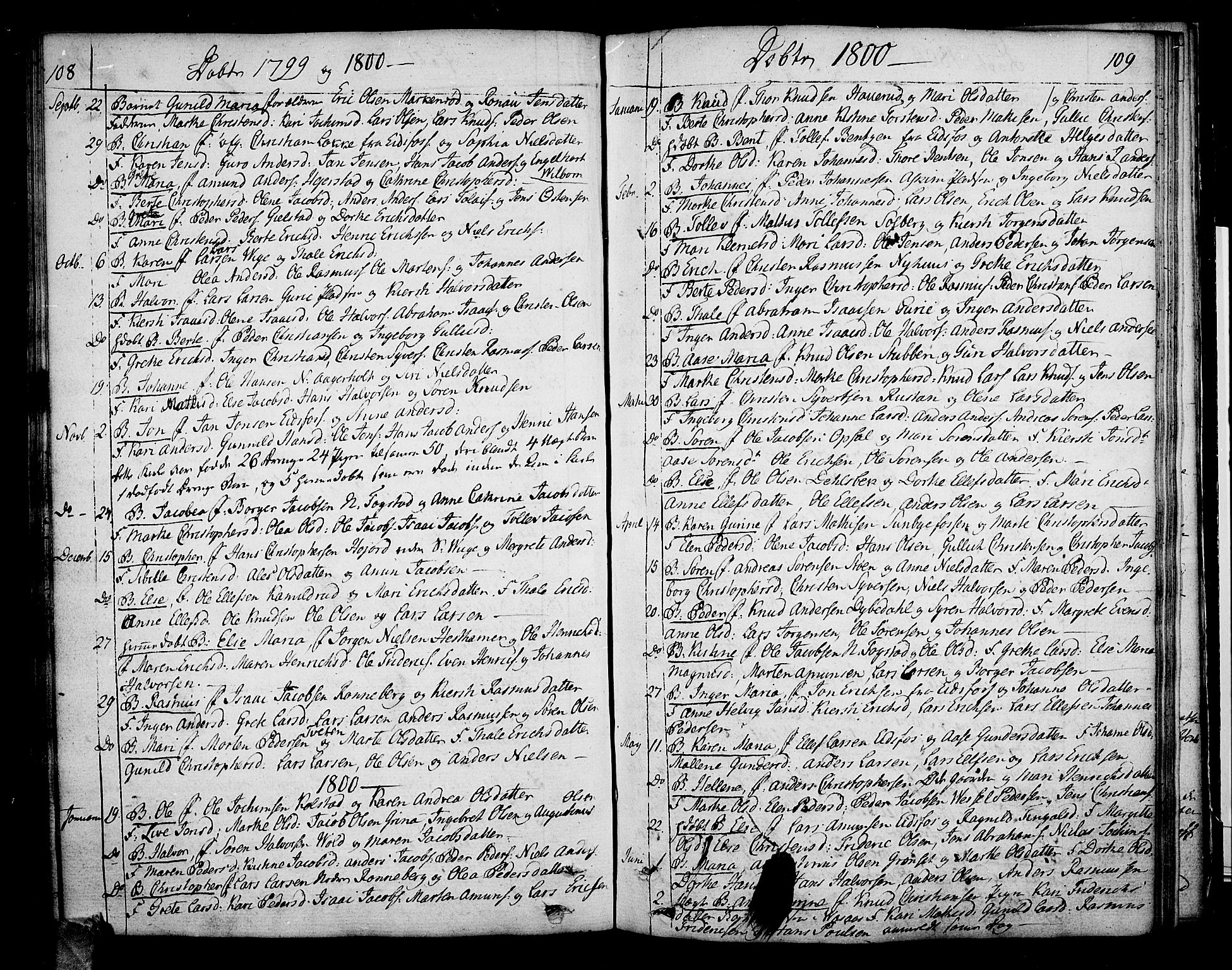 Hof kirkebøker, AV/SAKO-A-64/F/Fa/L0003: Parish register (official) no. I 3, 1782-1814, p. 108-109