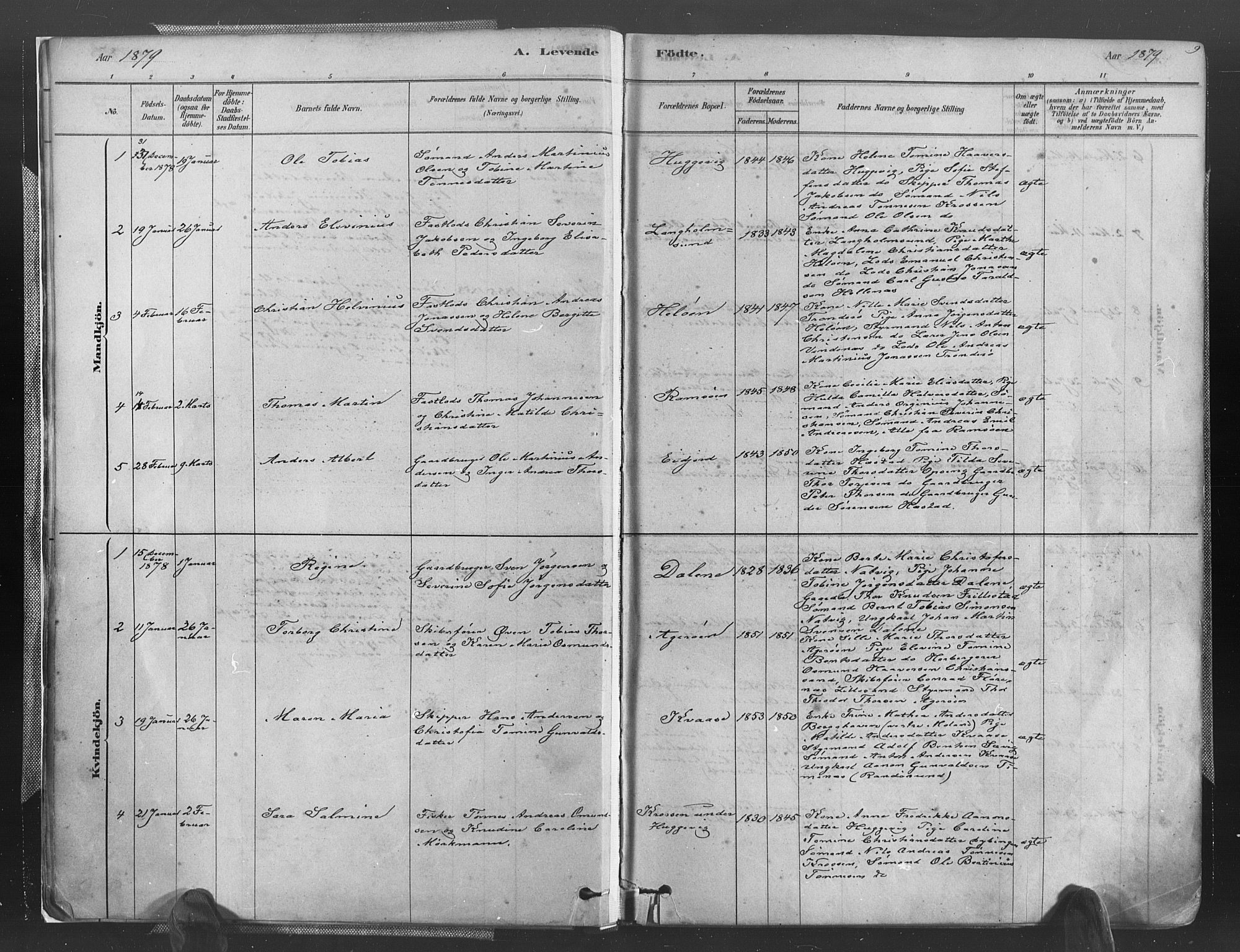 Høvåg sokneprestkontor, SAK/1111-0025/F/Fa/L0005: Parish register (official) no. A 5, 1878-1893, p. 9