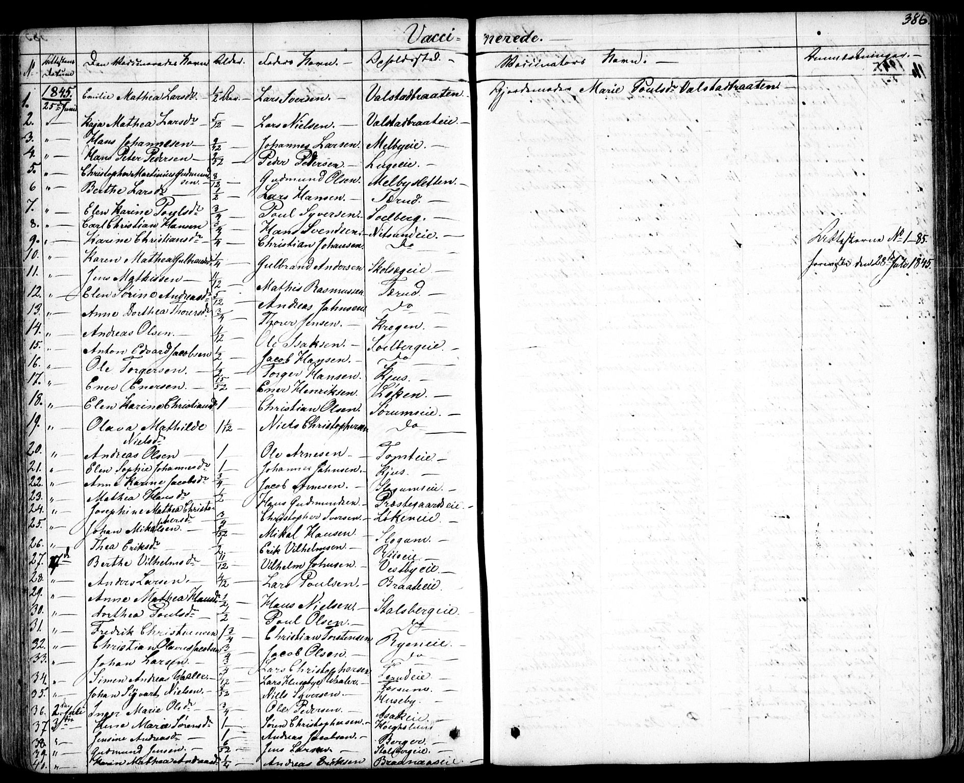 Skedsmo prestekontor Kirkebøker, SAO/A-10033a/F/Fa/L0009: Parish register (official) no. I 9, 1830-1853, p. 386