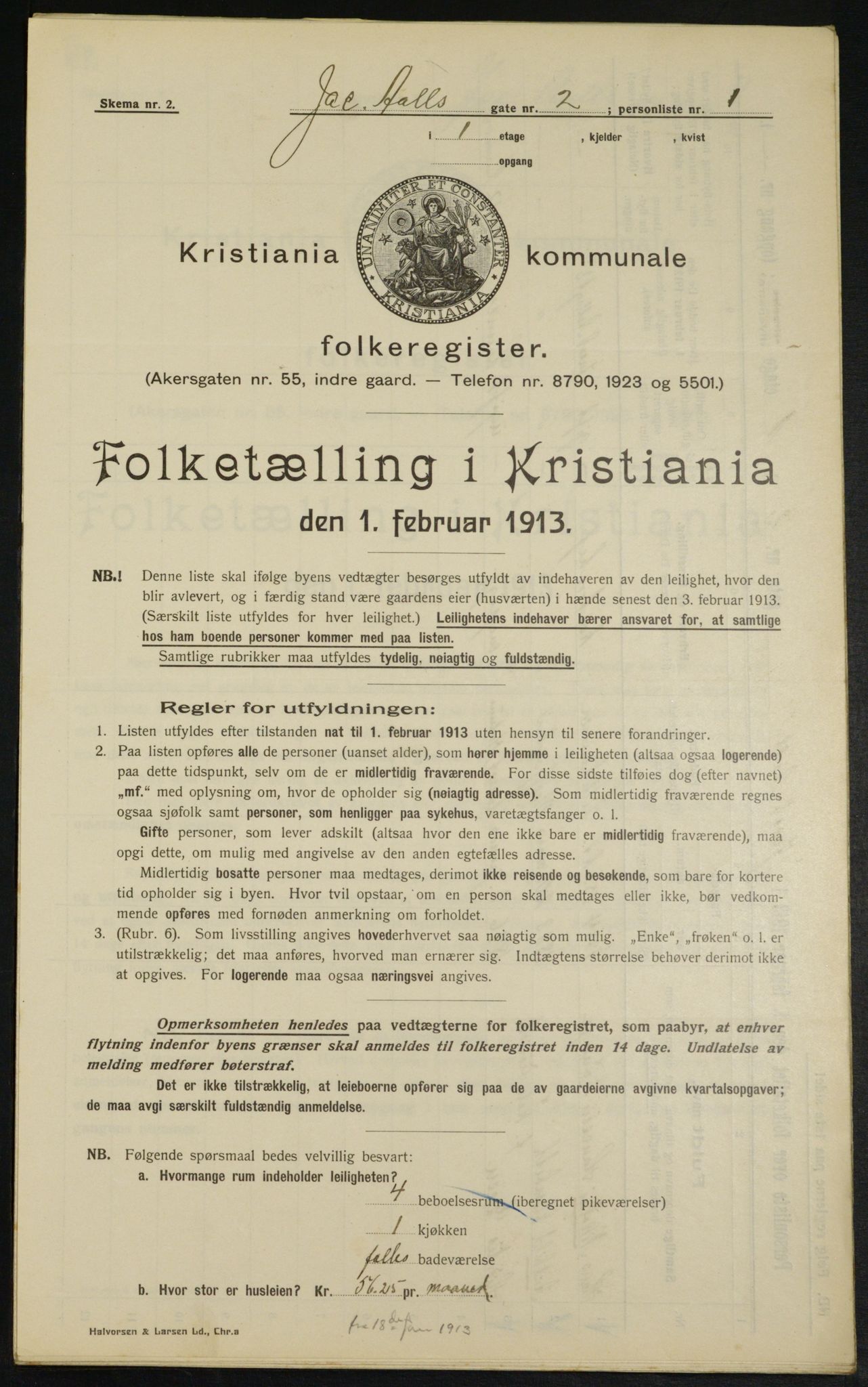 OBA, Municipal Census 1913 for Kristiania, 1913, p. 44519