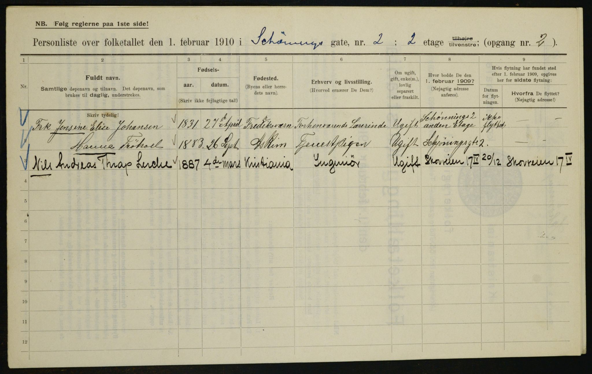 OBA, Municipal Census 1910 for Kristiania, 1910, p. 89171