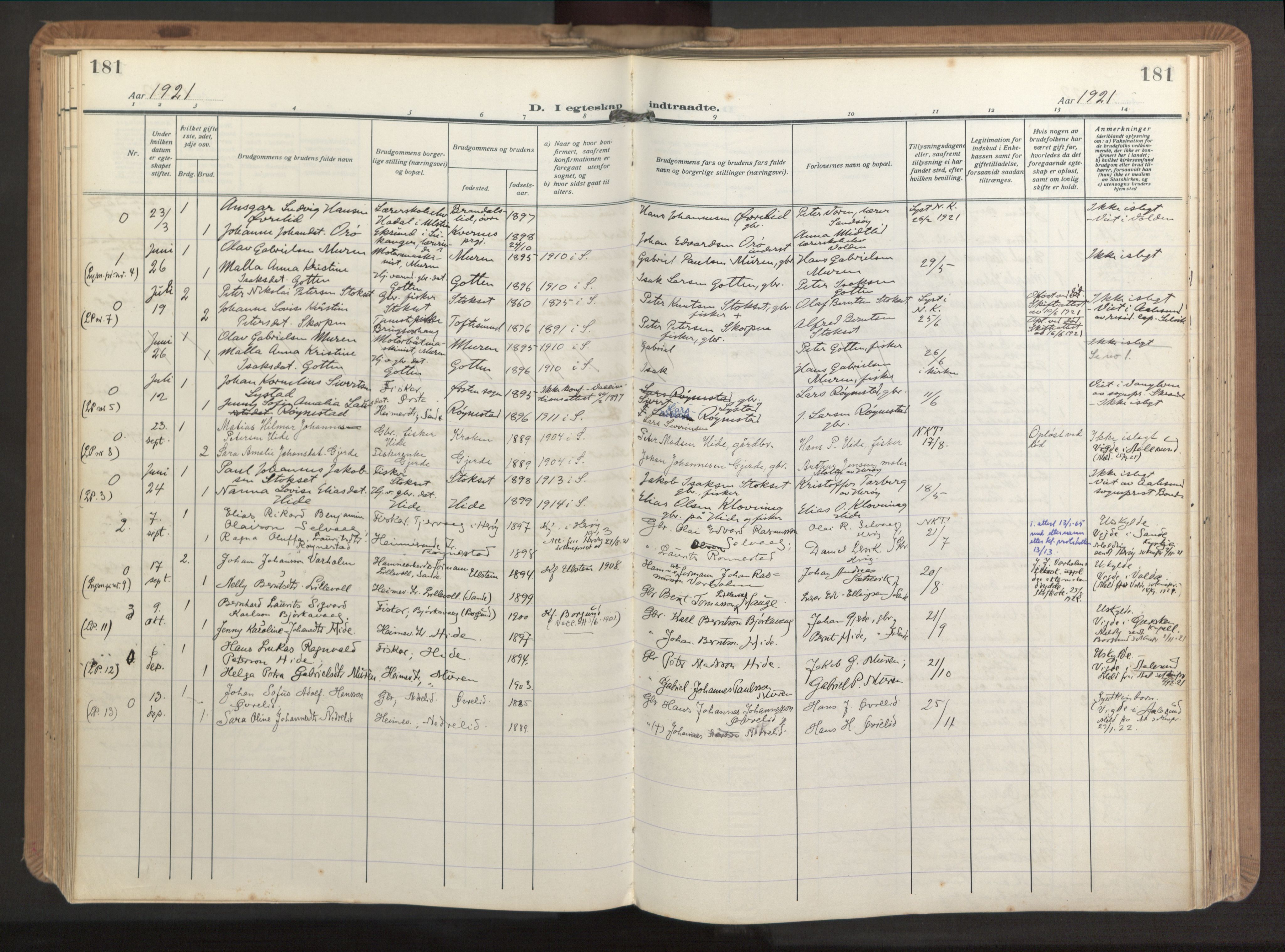 Ministerialprotokoller, klokkerbøker og fødselsregistre - Møre og Romsdal, AV/SAT-A-1454/503/L0044: Parish register (official) no. 503A12, 1918-1931, p. 181