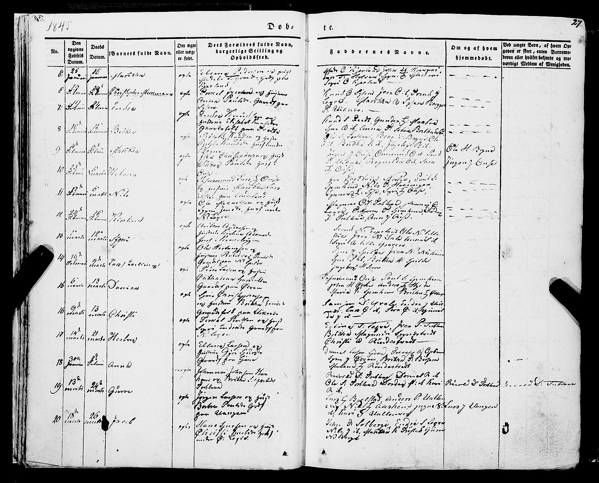 Ulvik sokneprestembete, AV/SAB-A-78801/H/Haa: Parish register (official) no. A 12, 1839-1853, p. 27