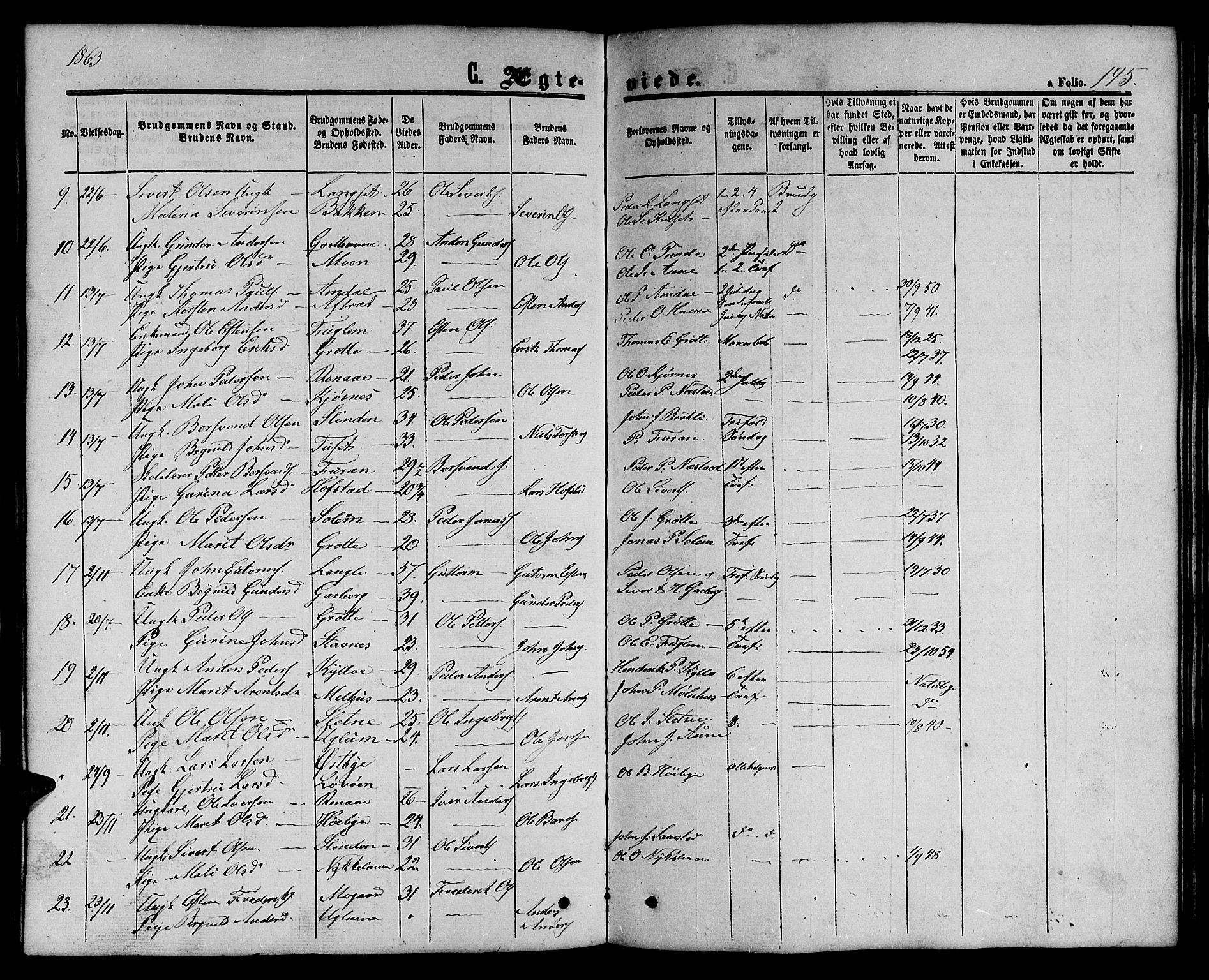 Ministerialprotokoller, klokkerbøker og fødselsregistre - Sør-Trøndelag, SAT/A-1456/695/L1155: Parish register (copy) no. 695C06, 1859-1868, p. 145