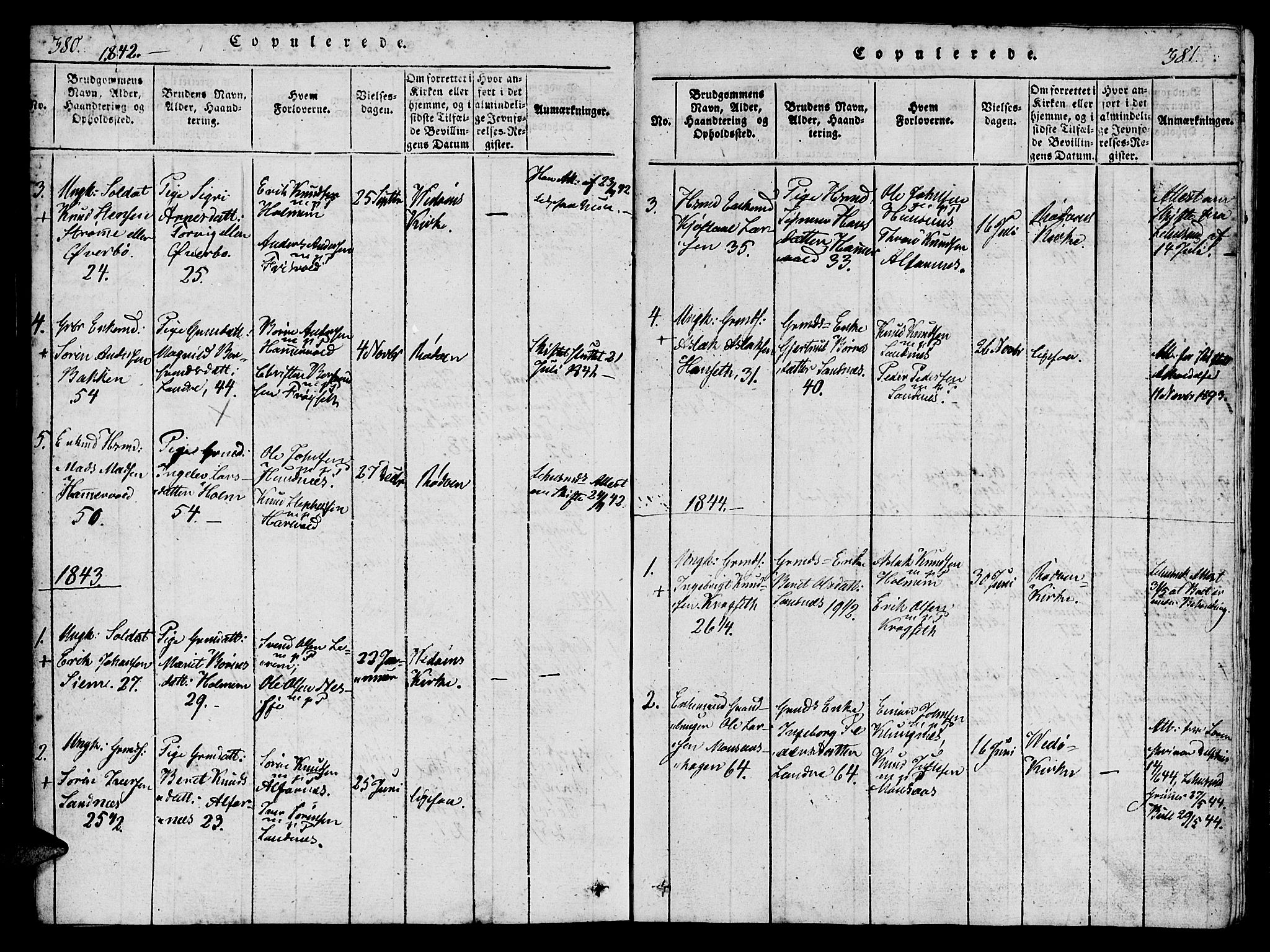 Ministerialprotokoller, klokkerbøker og fødselsregistre - Møre og Romsdal, AV/SAT-A-1454/548/L0612: Parish register (official) no. 548A01, 1818-1846, p. 380-381