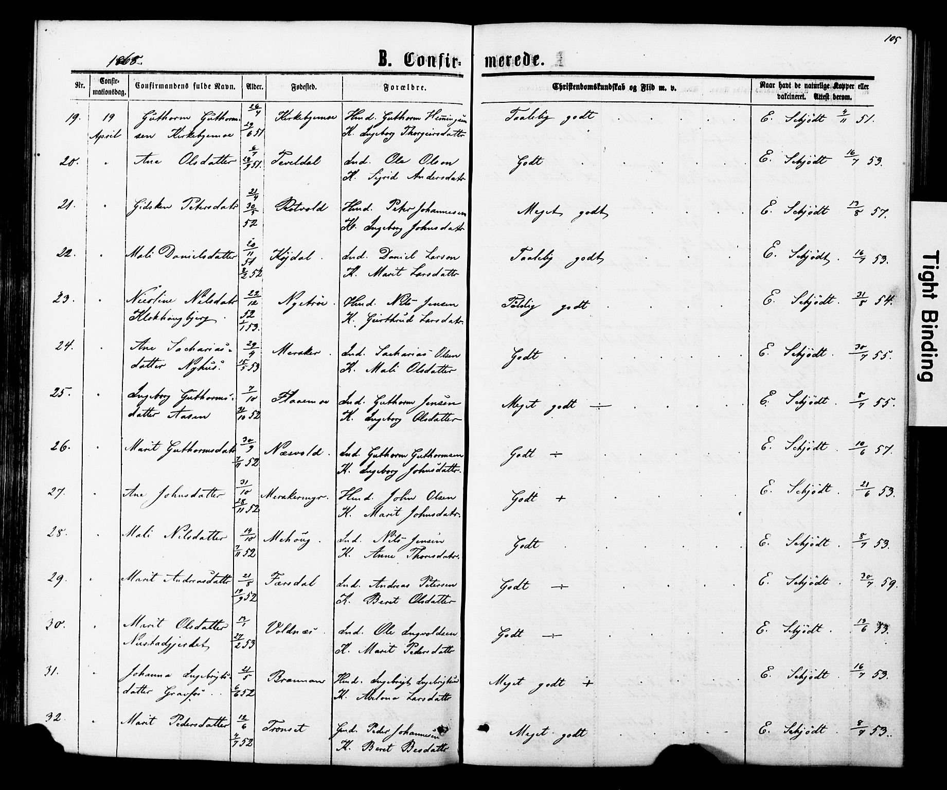 Ministerialprotokoller, klokkerbøker og fødselsregistre - Nord-Trøndelag, SAT/A-1458/706/L0049: Parish register (copy) no. 706C01, 1864-1895, p. 105