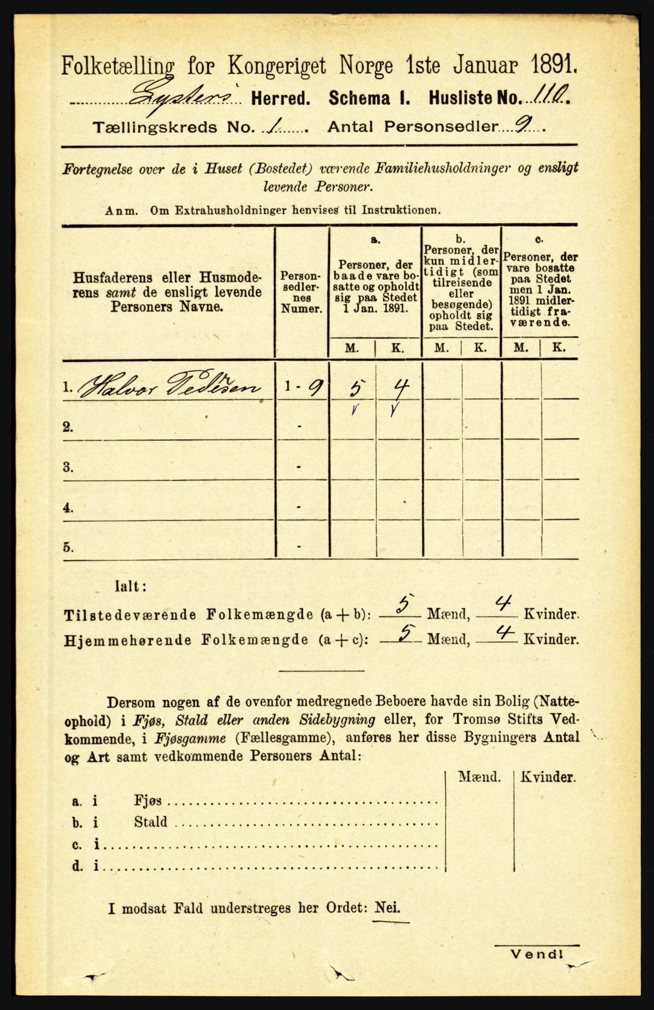 RA, 1891 census for 1426 Luster, 1891, p. 144