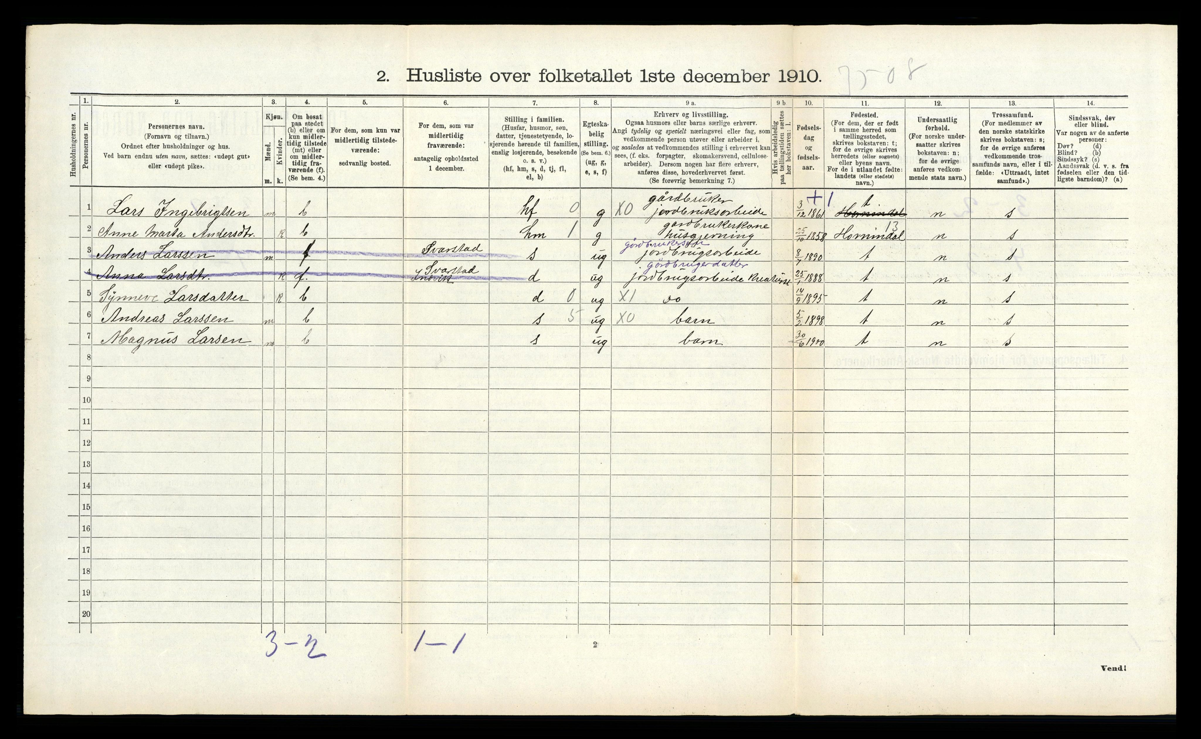 RA, 1910 census for Stryn, 1910, p. 716