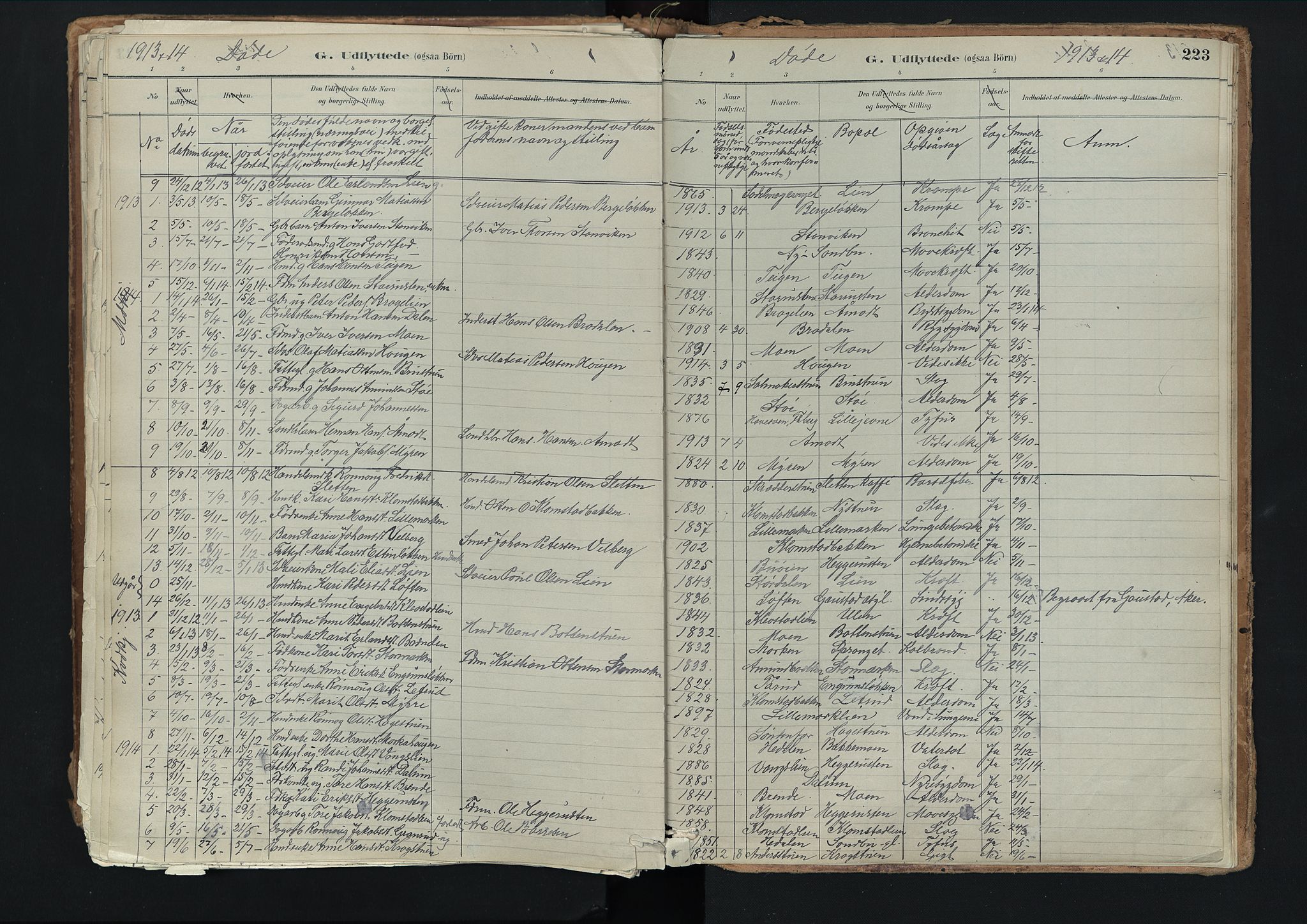 Nord-Fron prestekontor, SAH/PREST-080/H/Ha/Haa/L0003: Parish register (official) no. 3, 1884-1914, p. 223