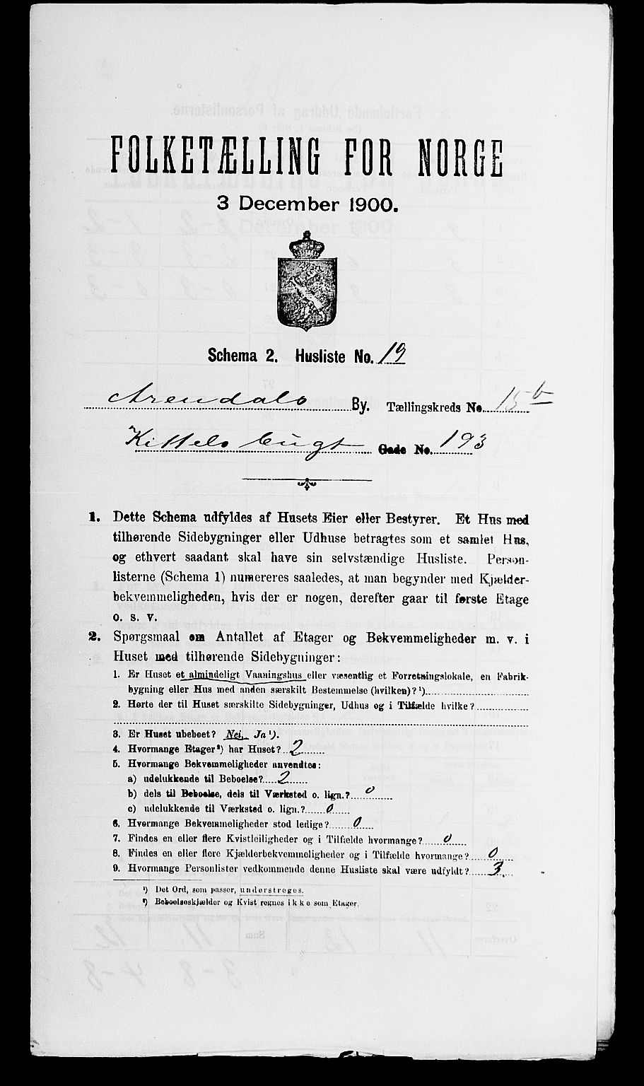 SAK, 1900 census for Arendal, 1900, p. 1920